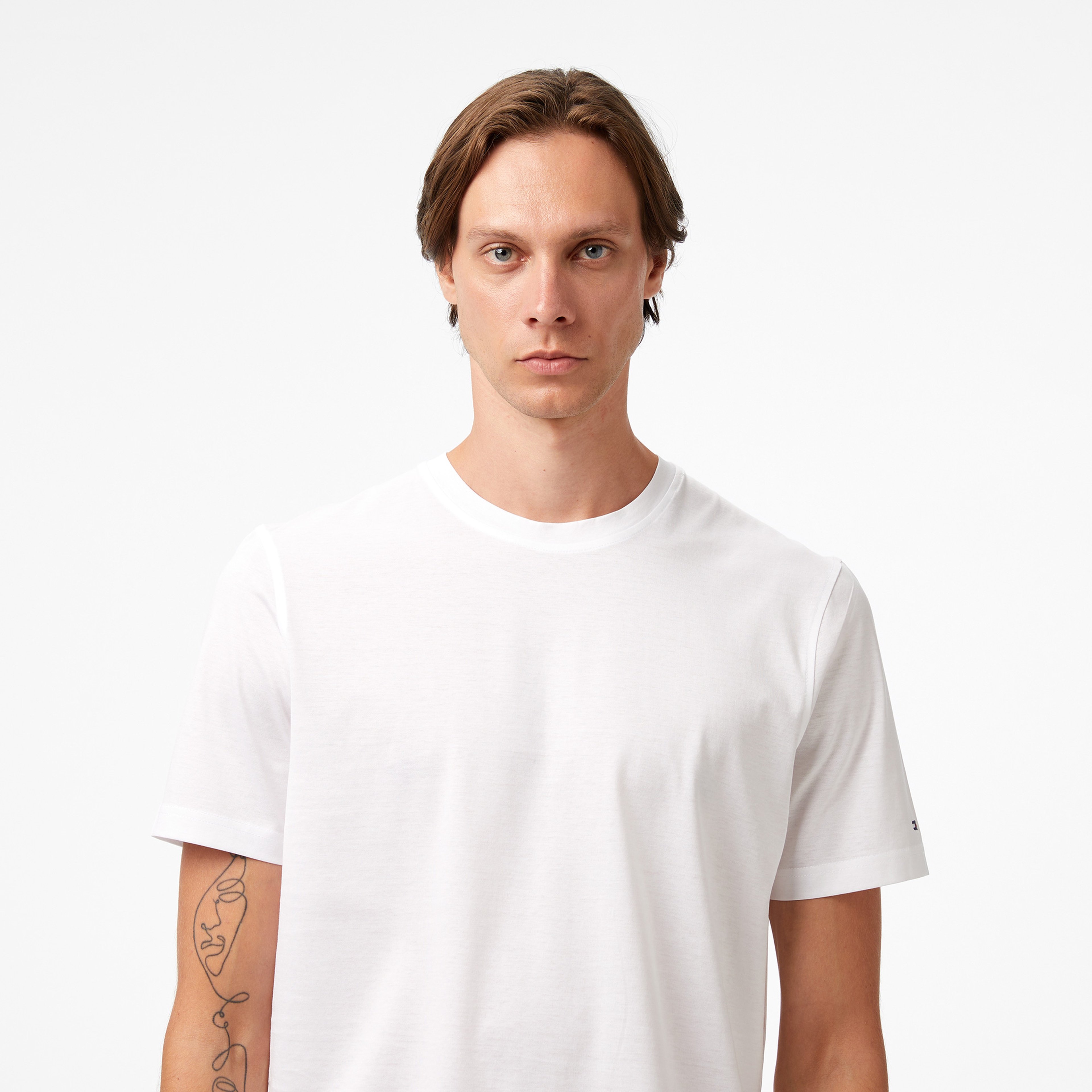 Tommy Hilfiger Mercerised Cotton Erkek Beyaz T-Shirt