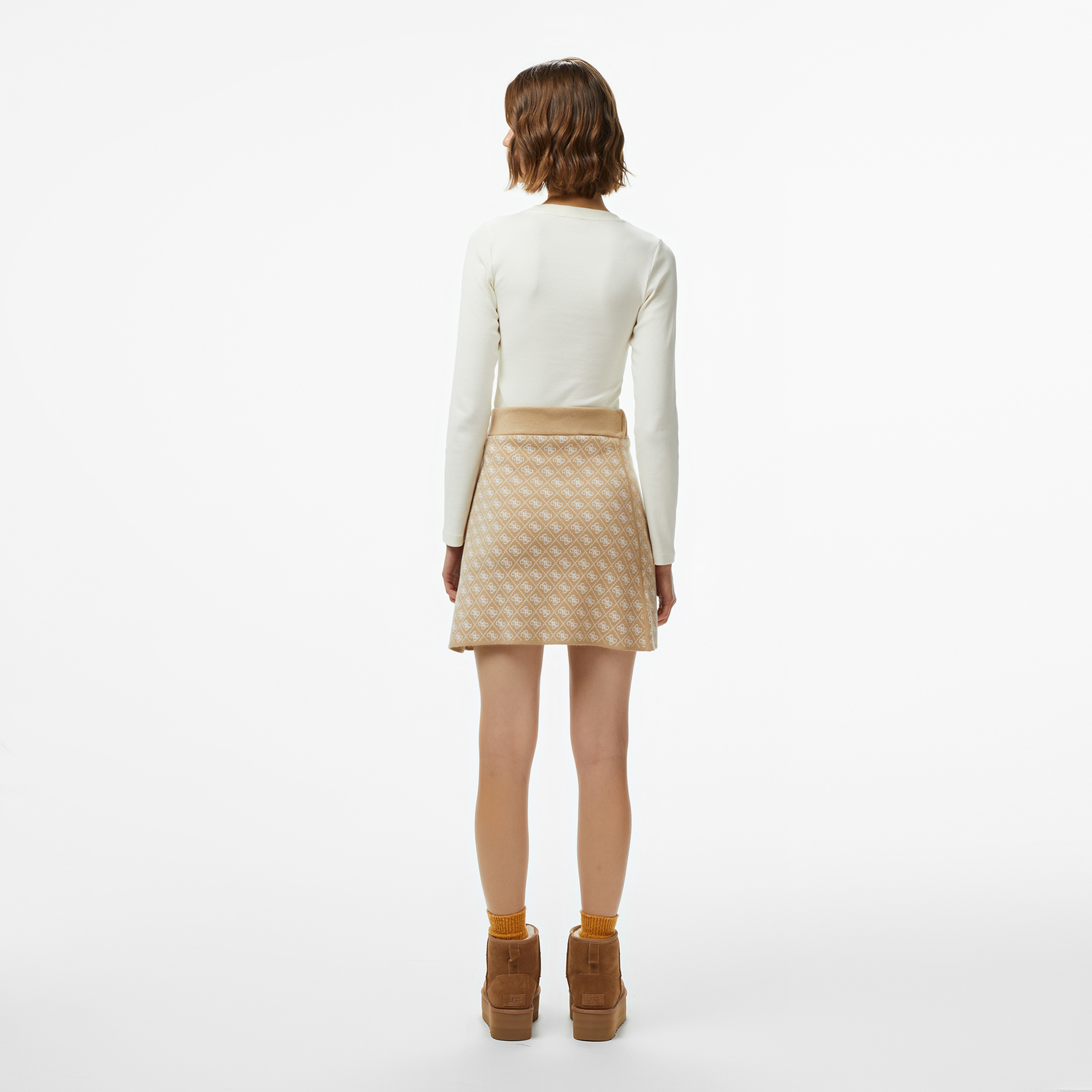 Guess Aubrey A Kesim Yün Karışımlı Kadın Renkli Etek