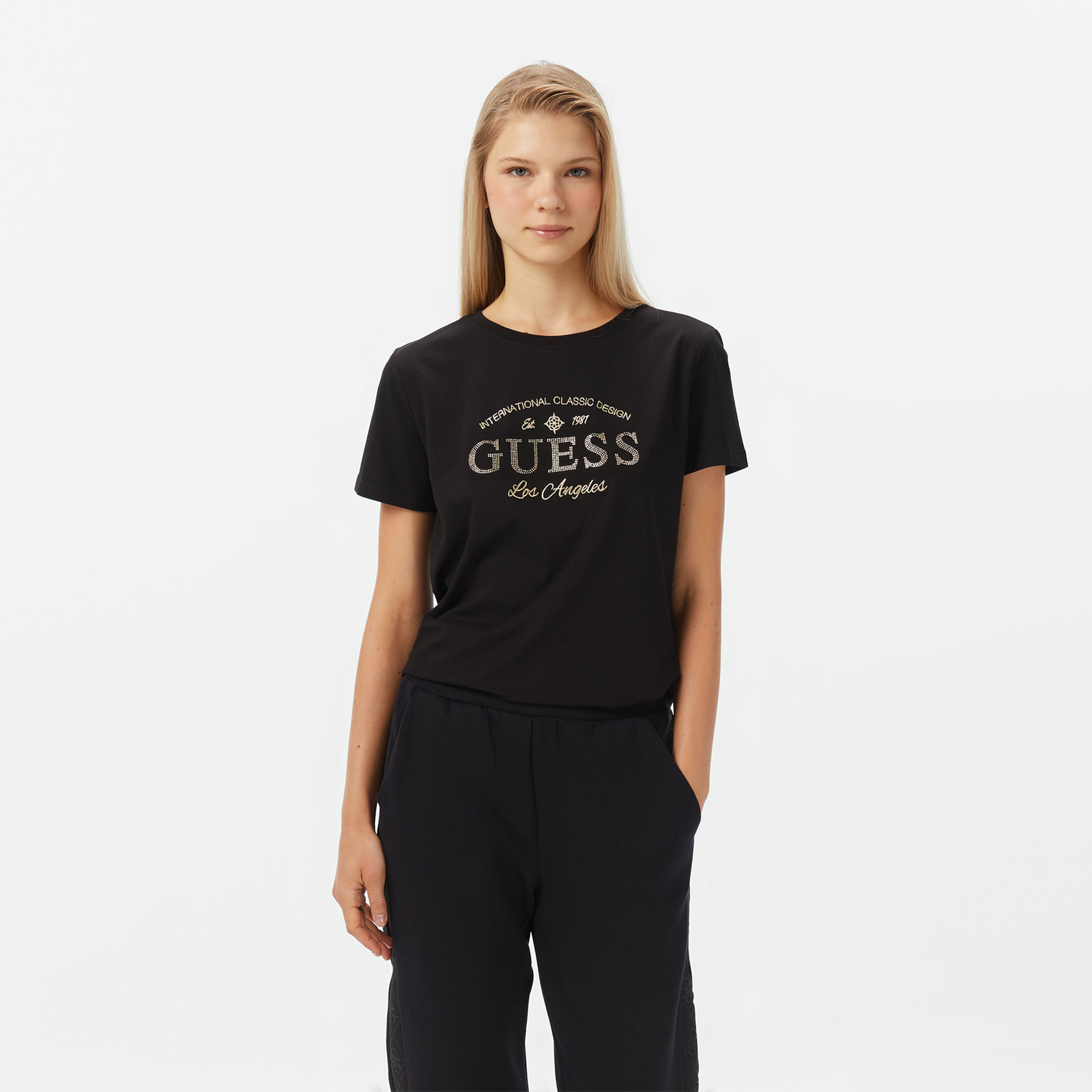 Guess Marina Slim Fit Kadın Siyah T-Shirt