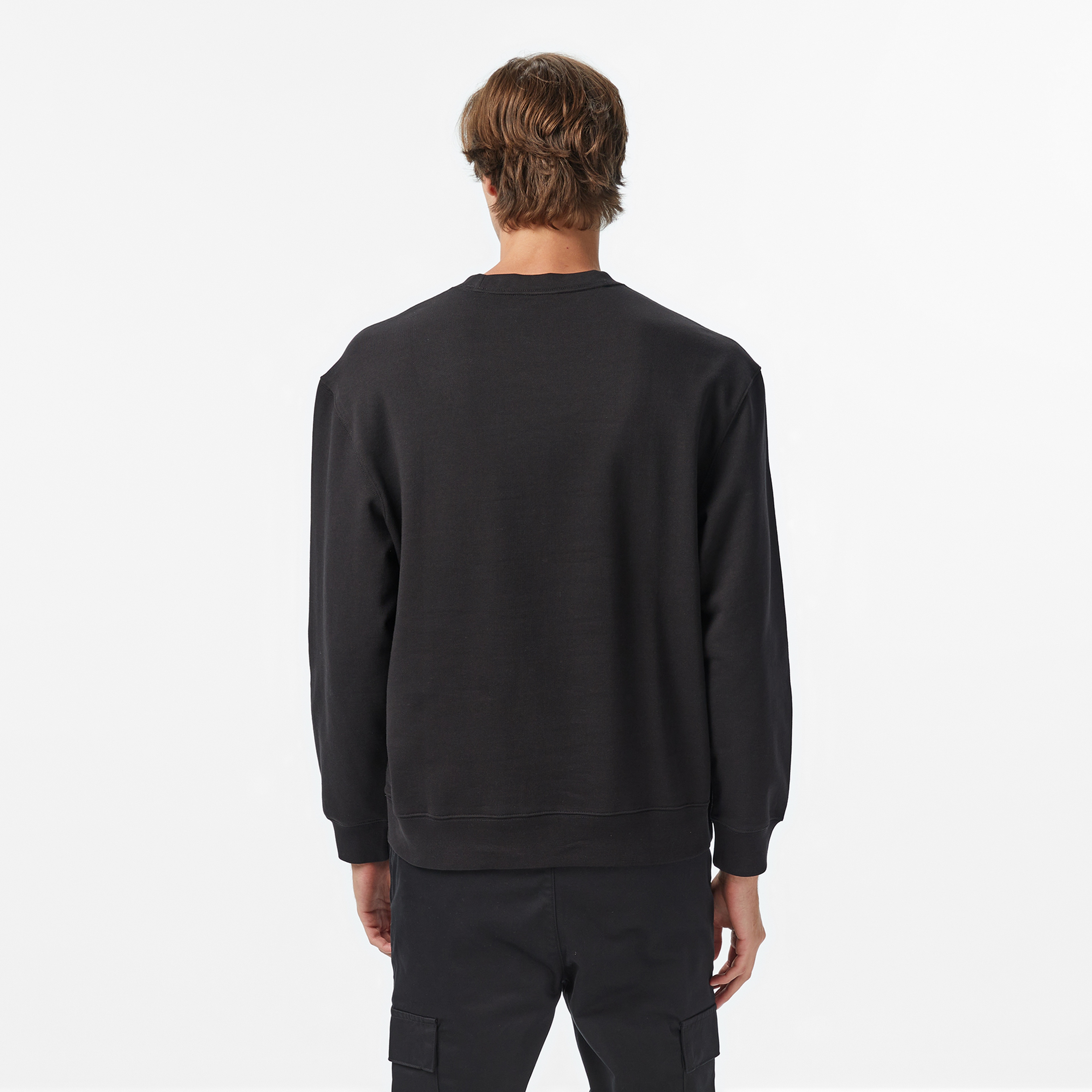 Calvin Klein Terry Bauhaus Logo Erkek Siyah Sweatshirt