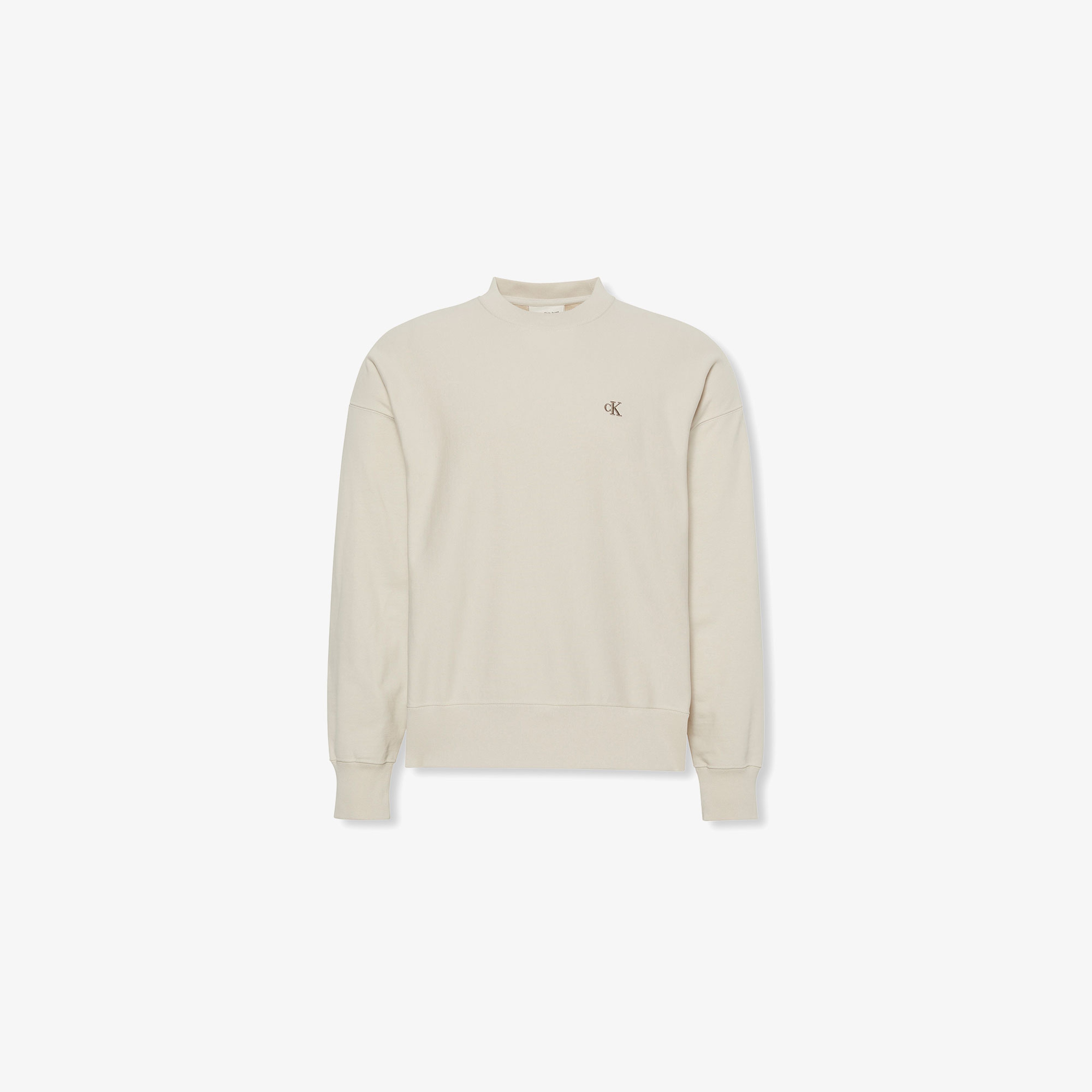 Calvin Klein Premium Terry Monogram Erkek Beyaz Sweatshirt