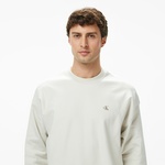 Calvin Klein Premium Terry Monogram Erkek Beyaz Sweatshirt