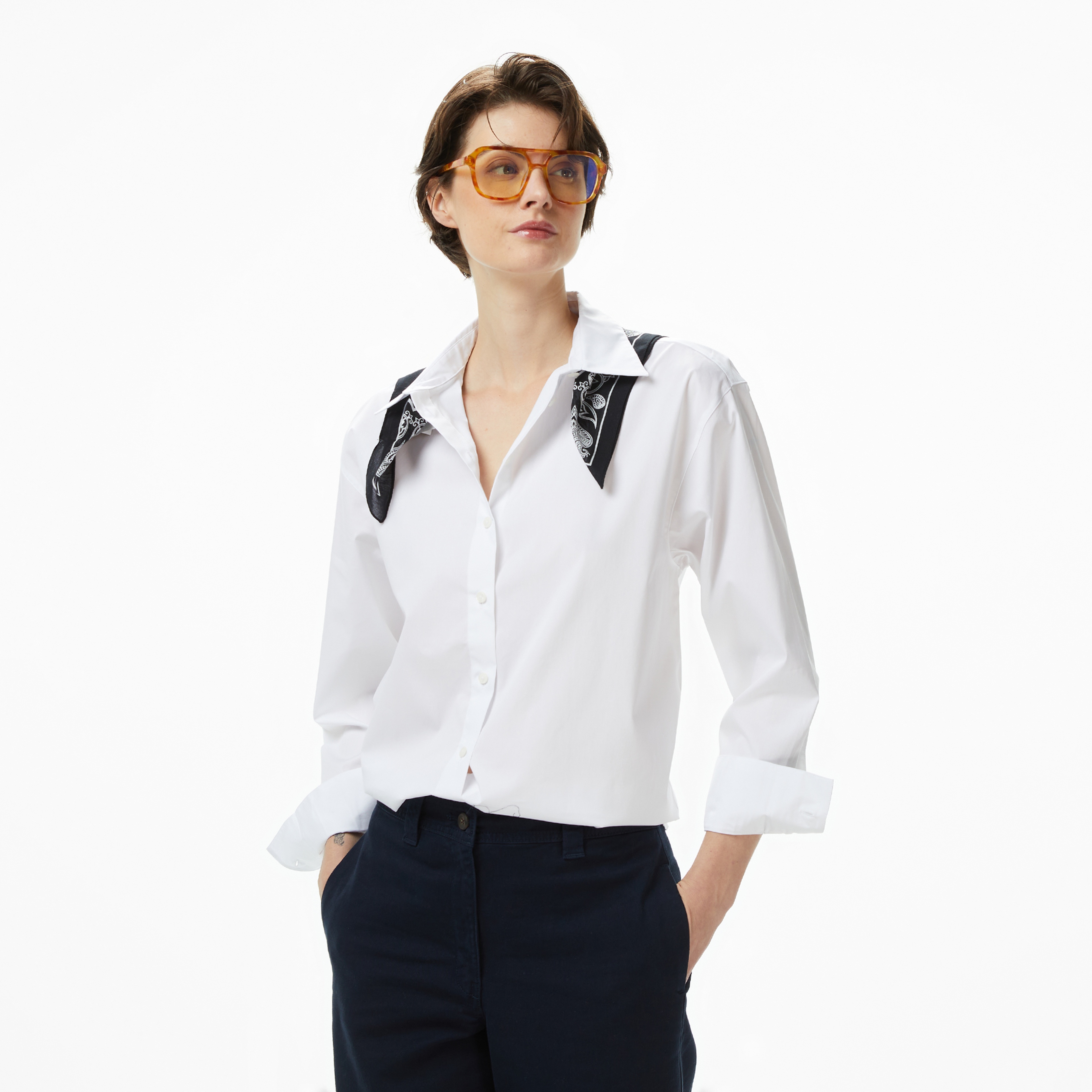 Calvin Klein Stretch Poplin Relaxed Kadın Beyaz Gömlek