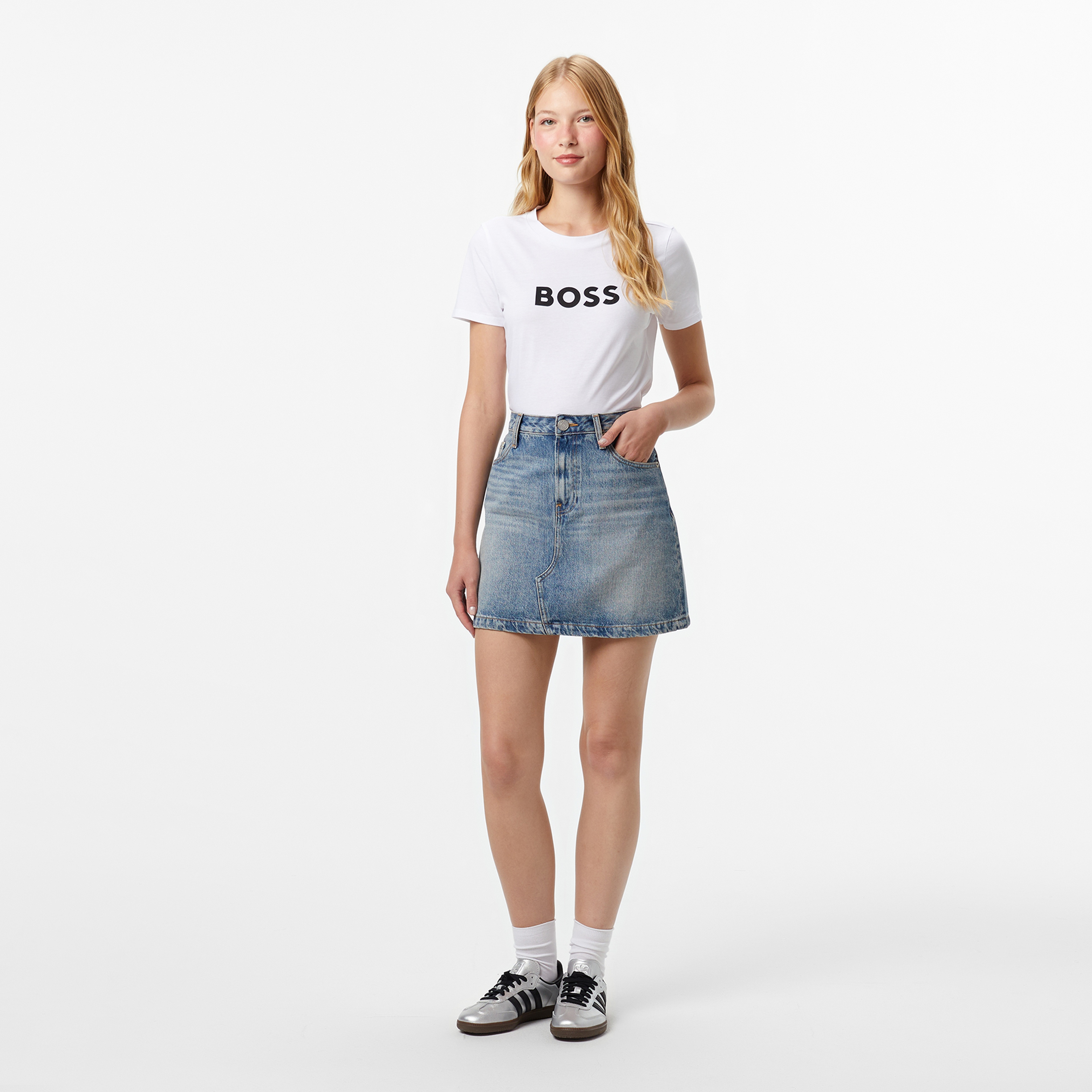 Boss Elogo Kadın Beyaz T-Shirt