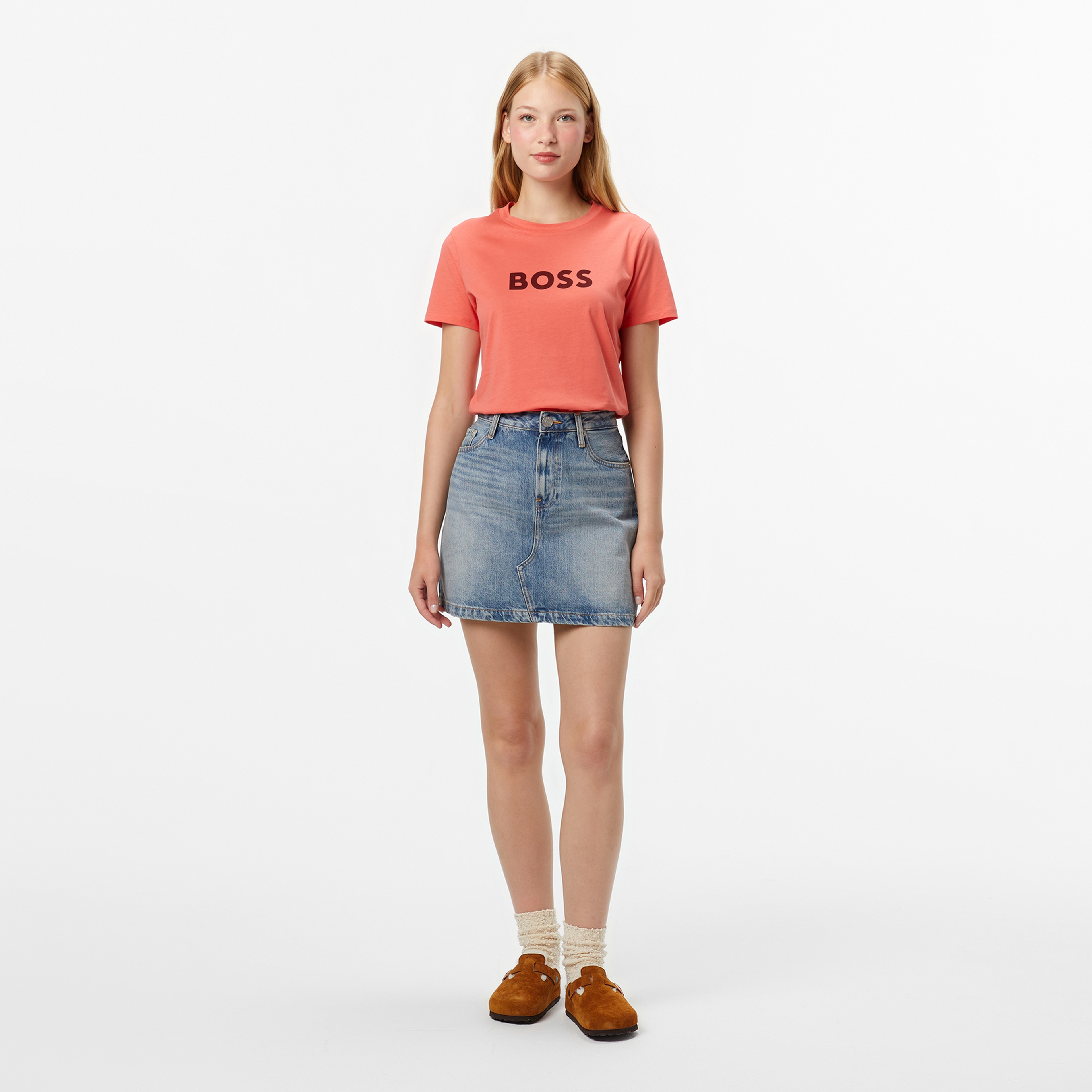 Boss Elogo Kadın Açık Kırmızı T-Shirt