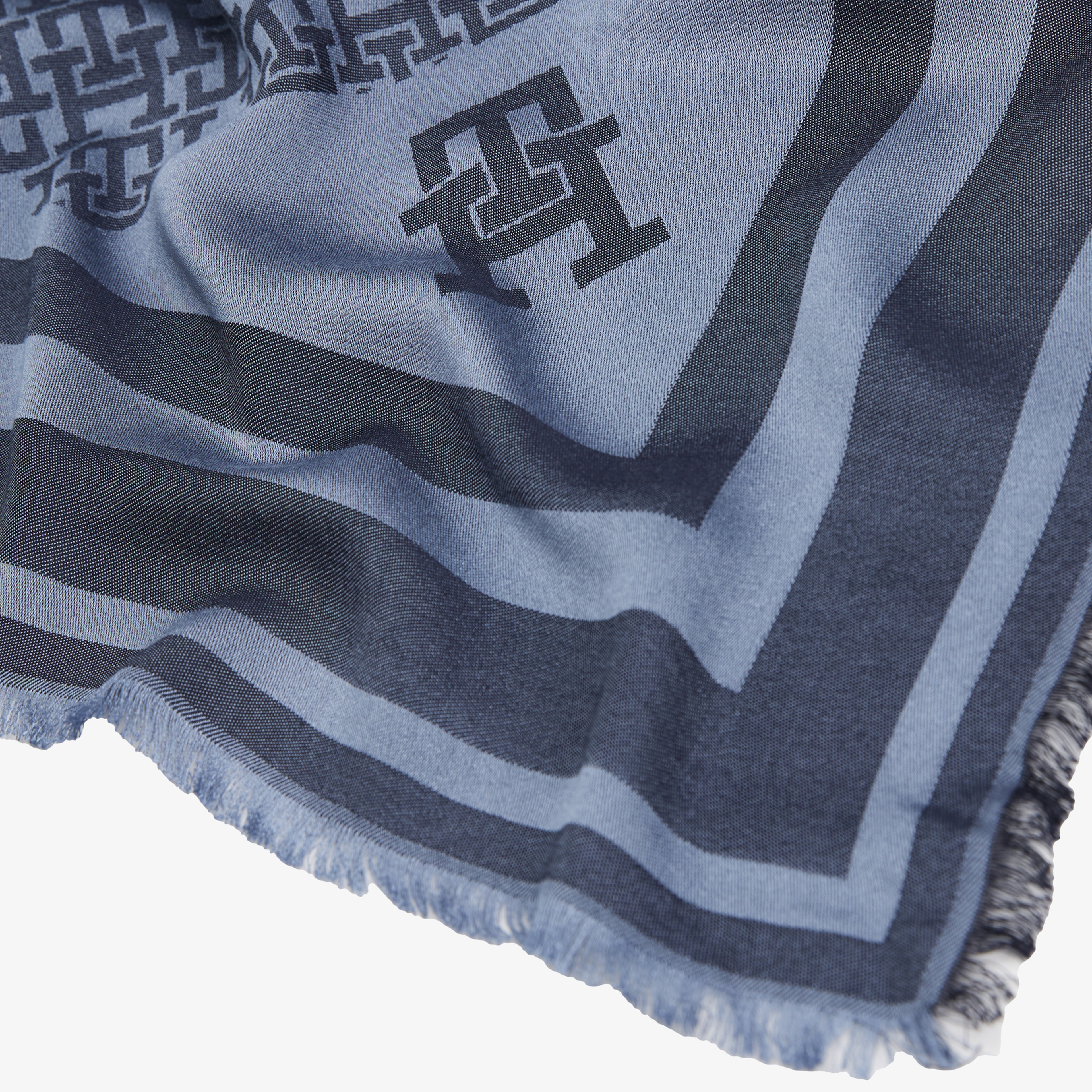 Tommy Hilfiger Monogram Square Kadın Mavi Şal