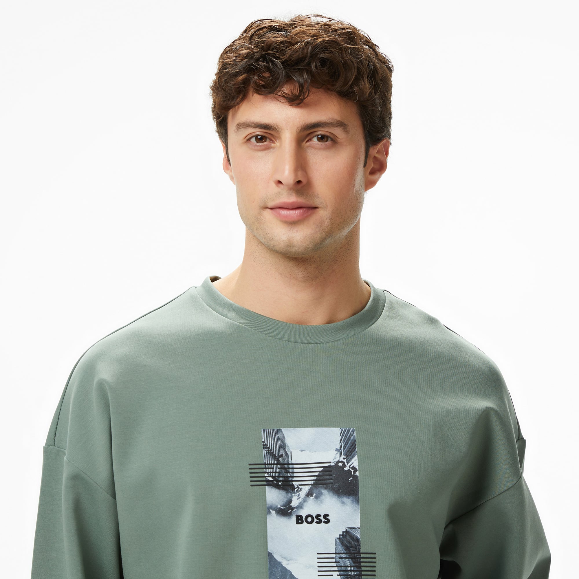 Boss Stenson Zone Erkek Yeşil Sweatshirt