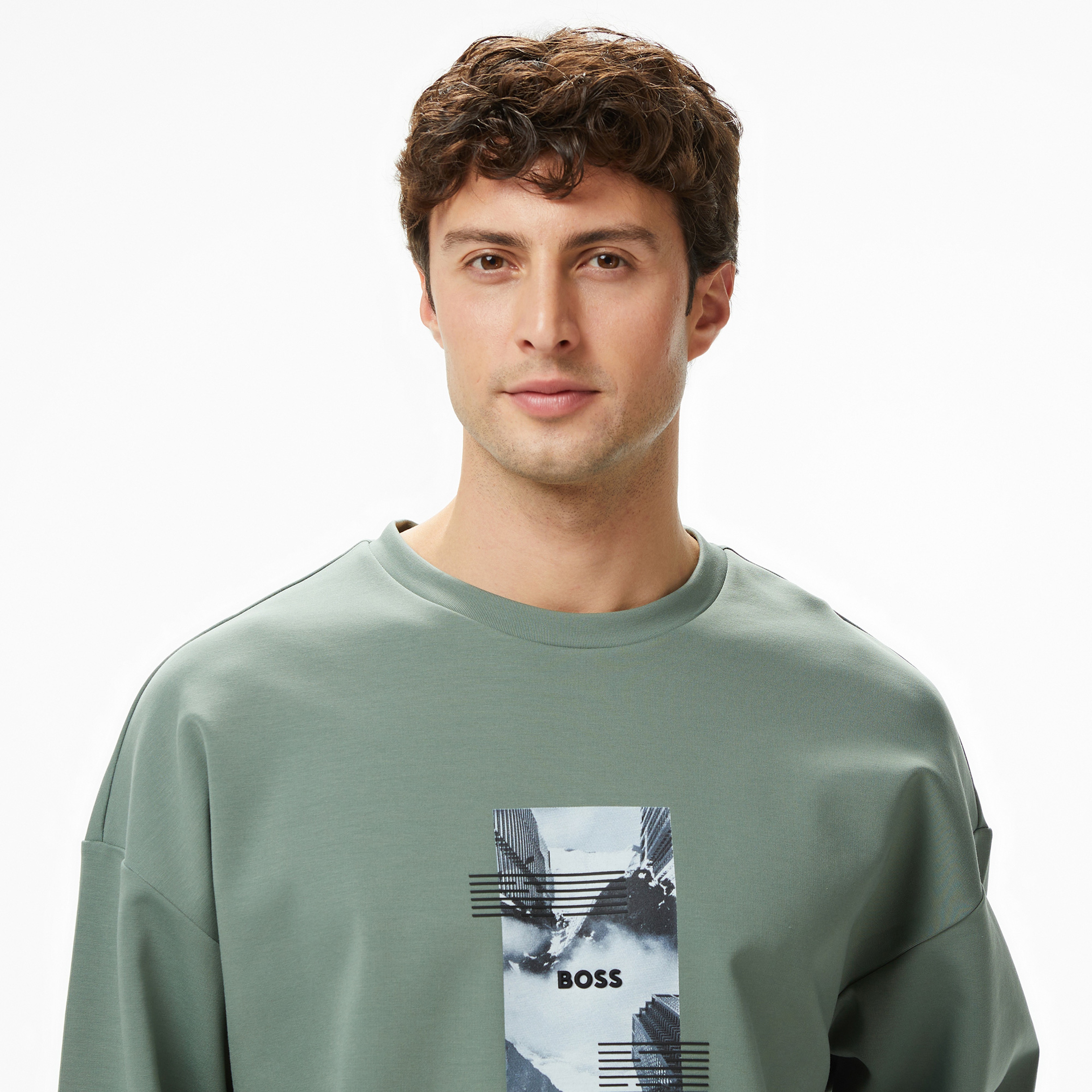 Boss Stenson Zone Erkek Yeşil Sweatshirt