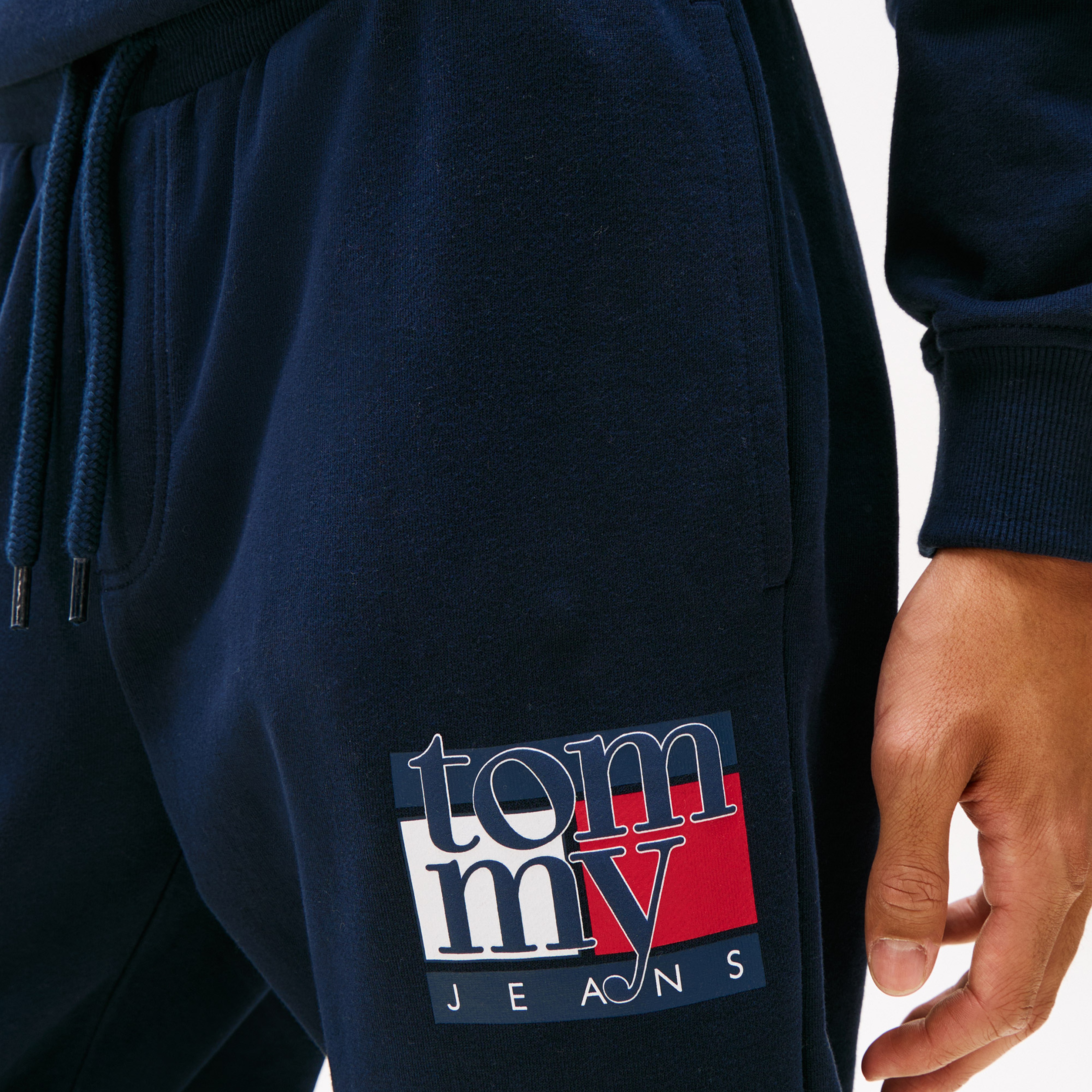 Tommy Jeans Slim Flag Erkek Mavi Eşofman Altı