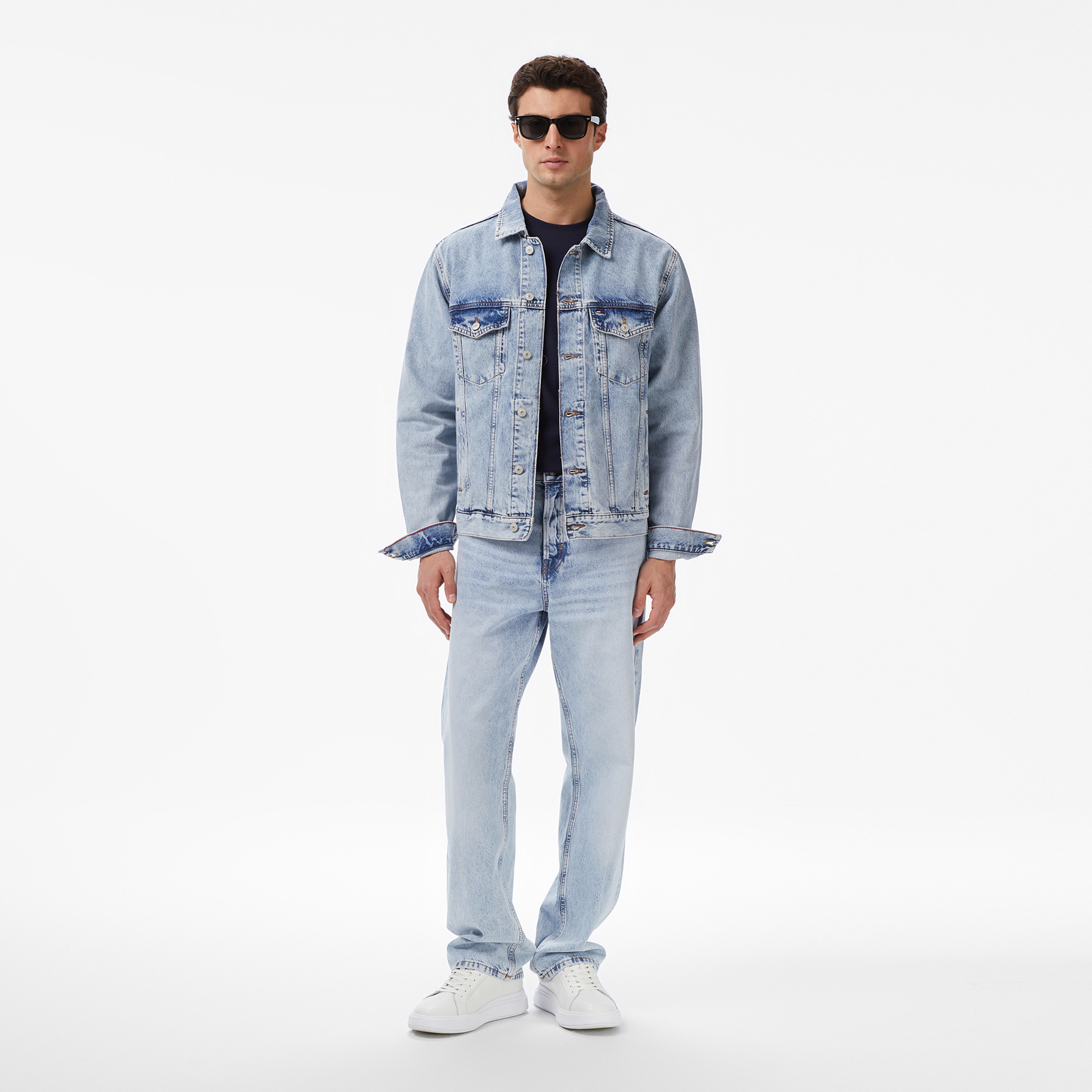 Tommy Hilfiger Regular Erkek Mavi Denim Ceket