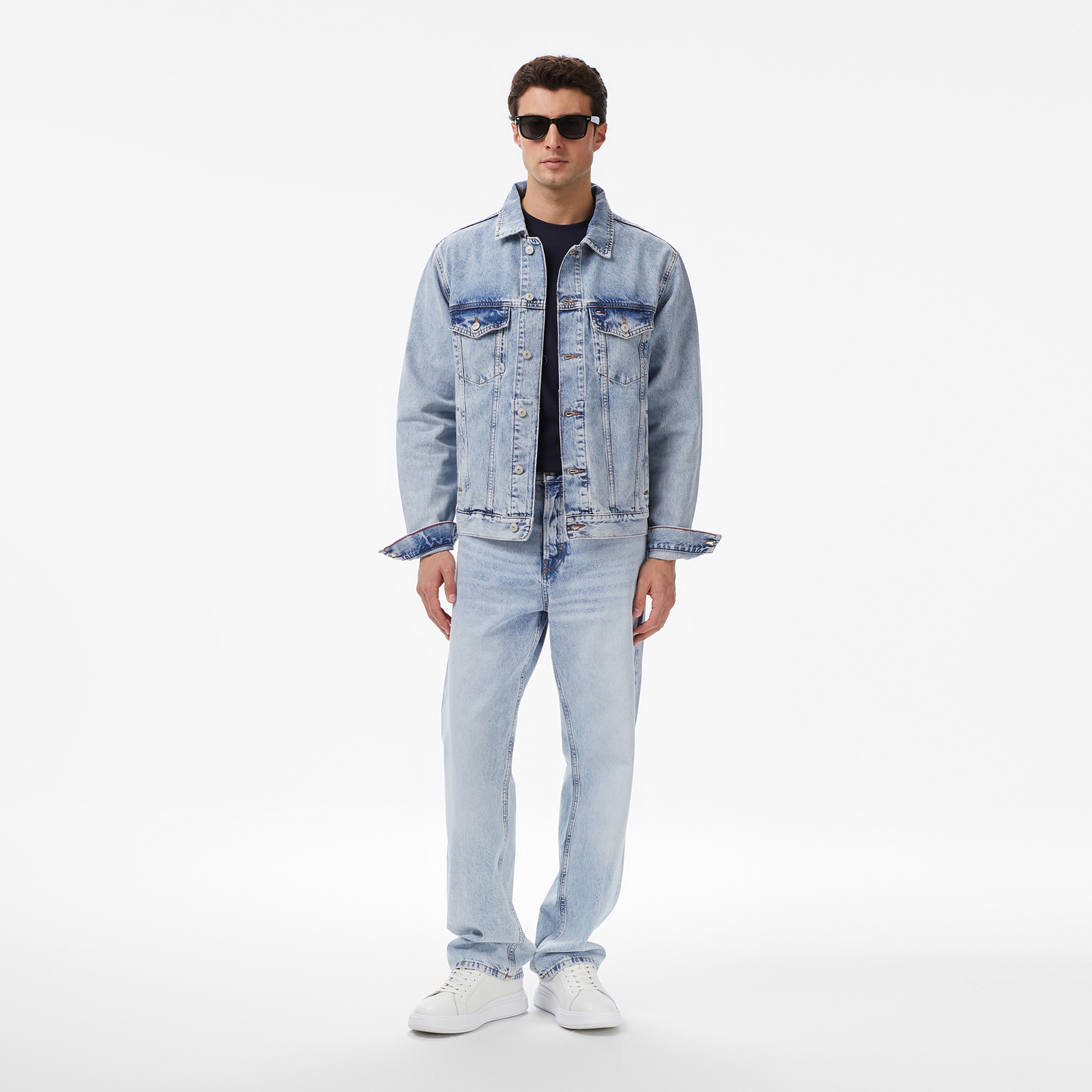 Tommy Hilfiger Regular Erkek Mavi Denim Ceket