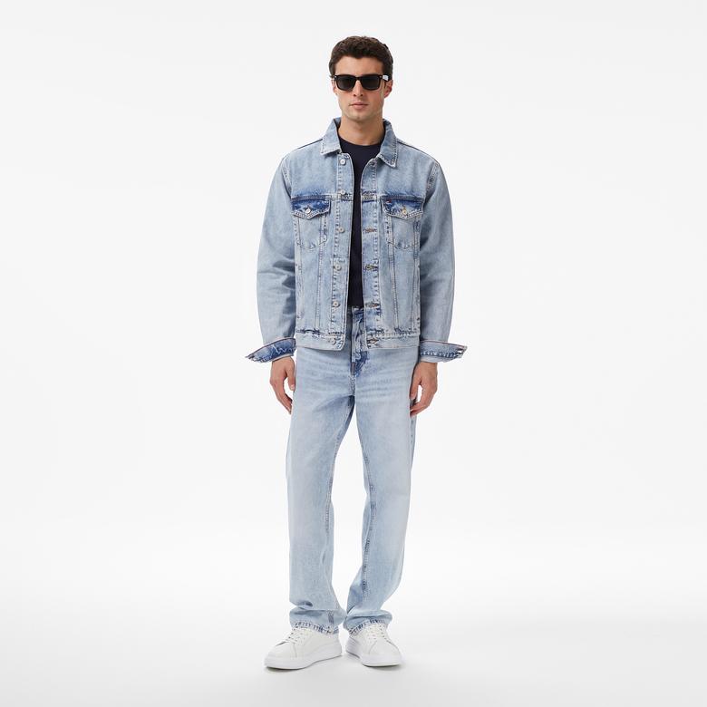 Tommy Hilfiger Regular Erkek Mavi Denim Ceket