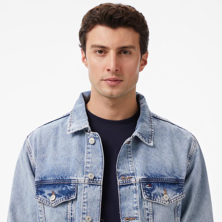 Tommy Hilfiger Regular Erkek Mavi Denim Ceket