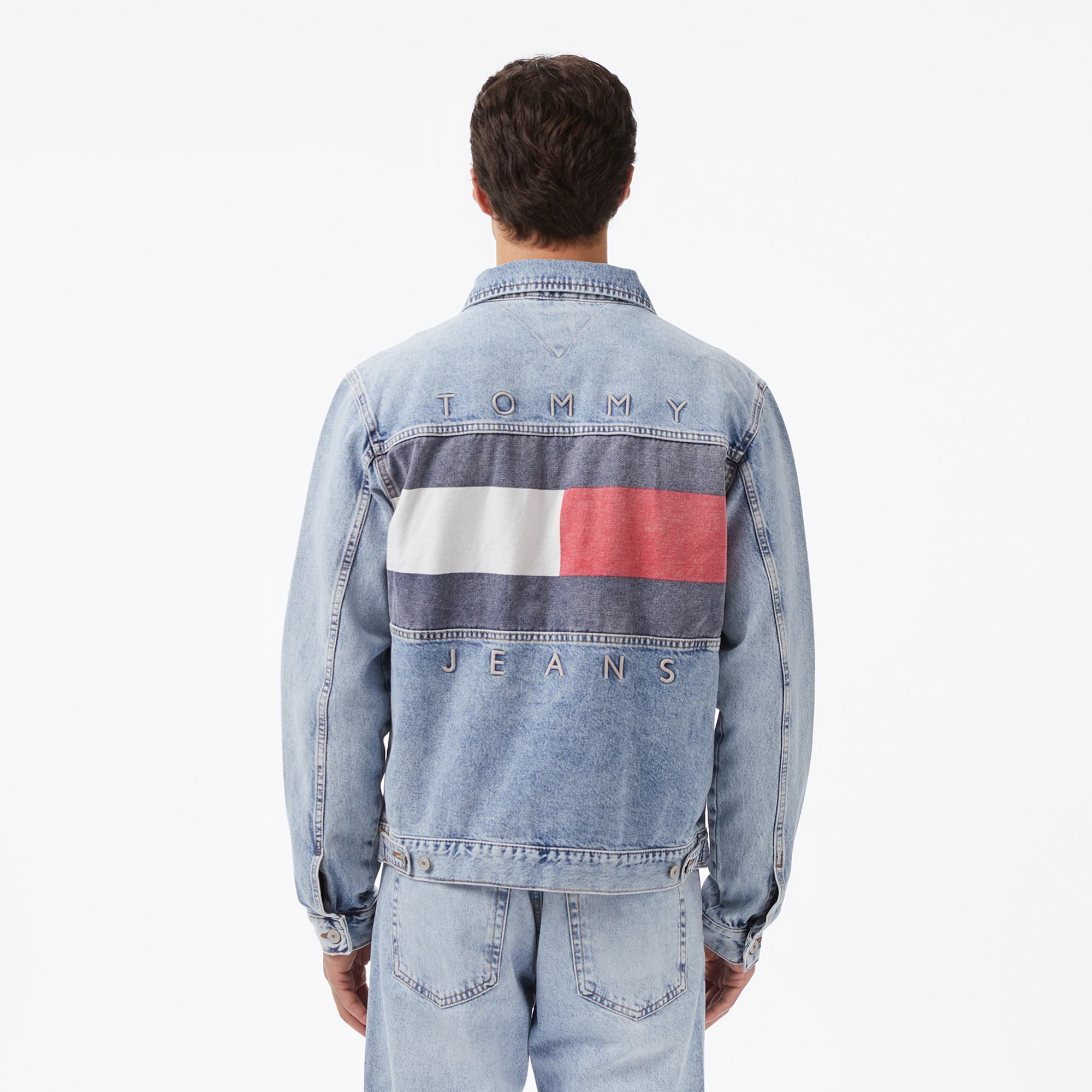 Tommy Hilfiger Regular Erkek Mavi Denim Ceket