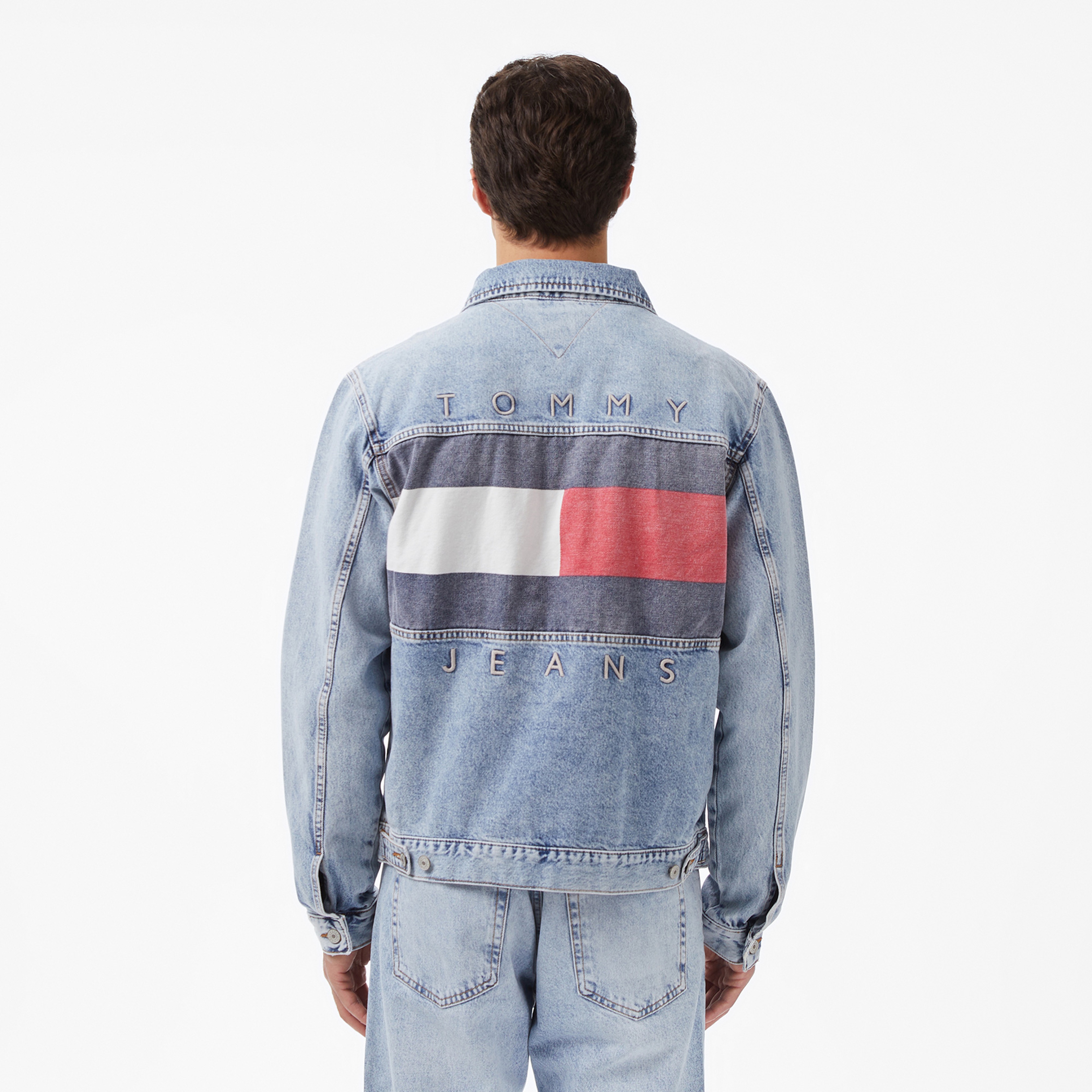 Tommy Hilfiger Regular Erkek Mavi Denim Ceket