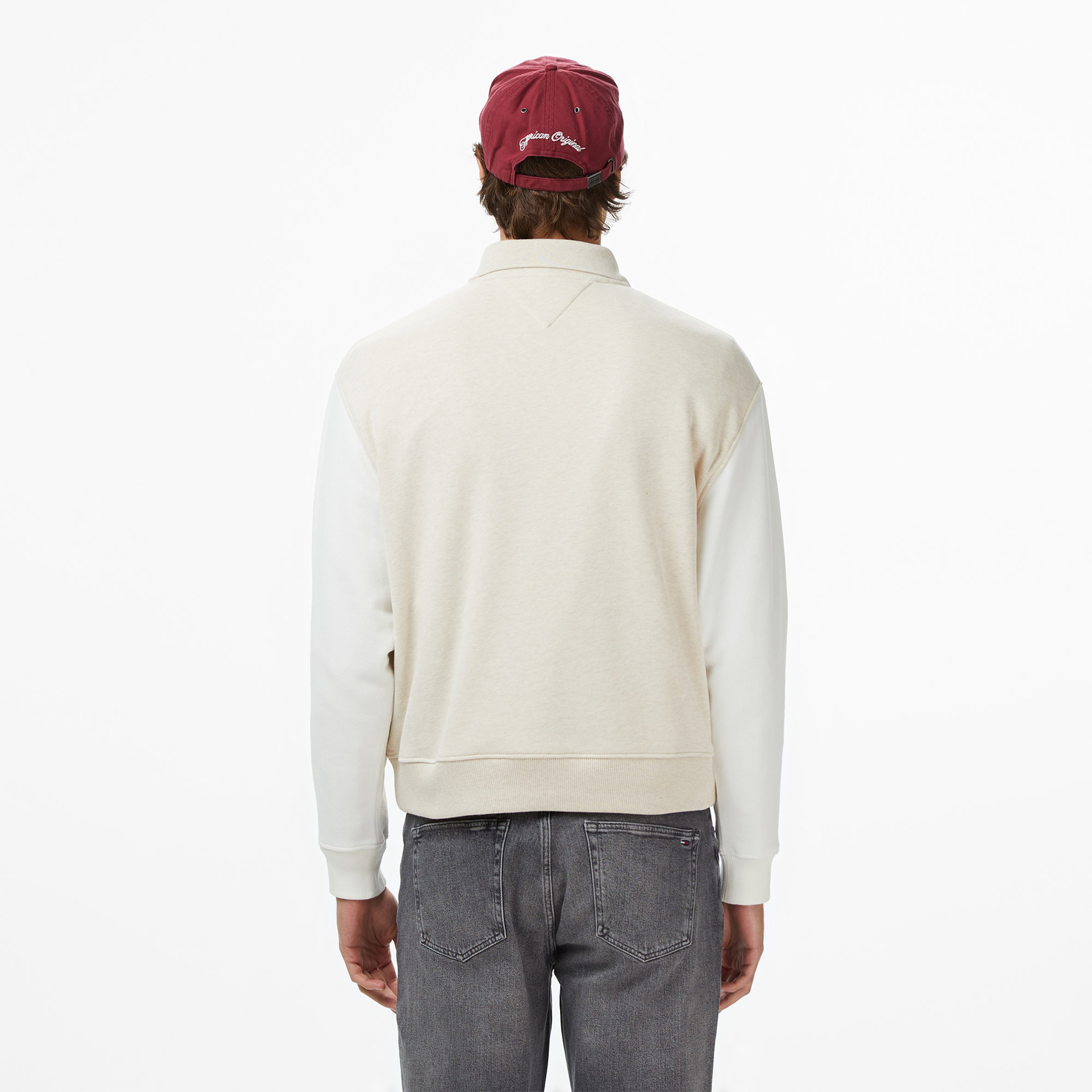 Tommy Jeans Relax Colorblock Mono Erkek Bej Sweatshirt