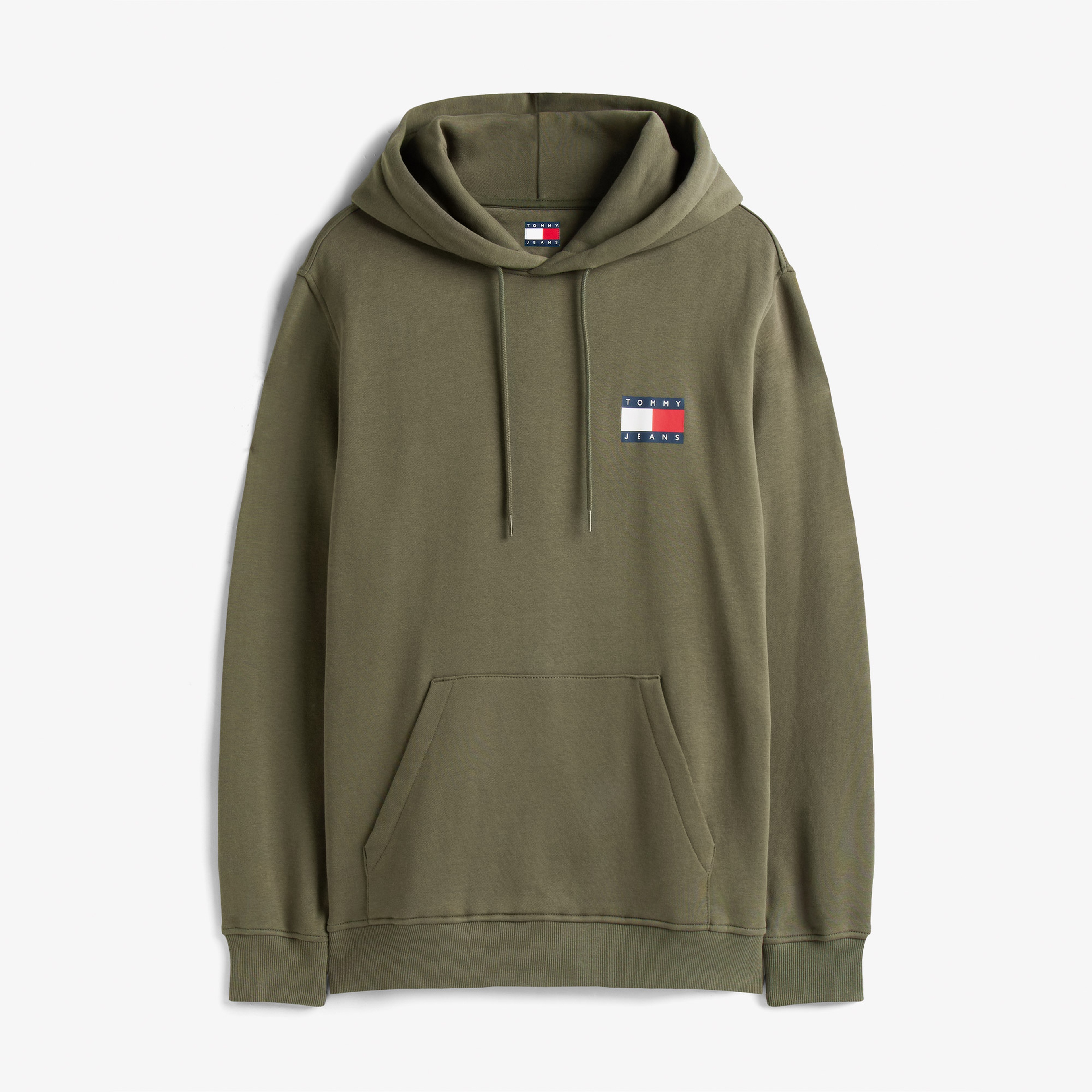 Tommy Jeans Regular Essential Flag Hood Erkek Yeşil Hoodie