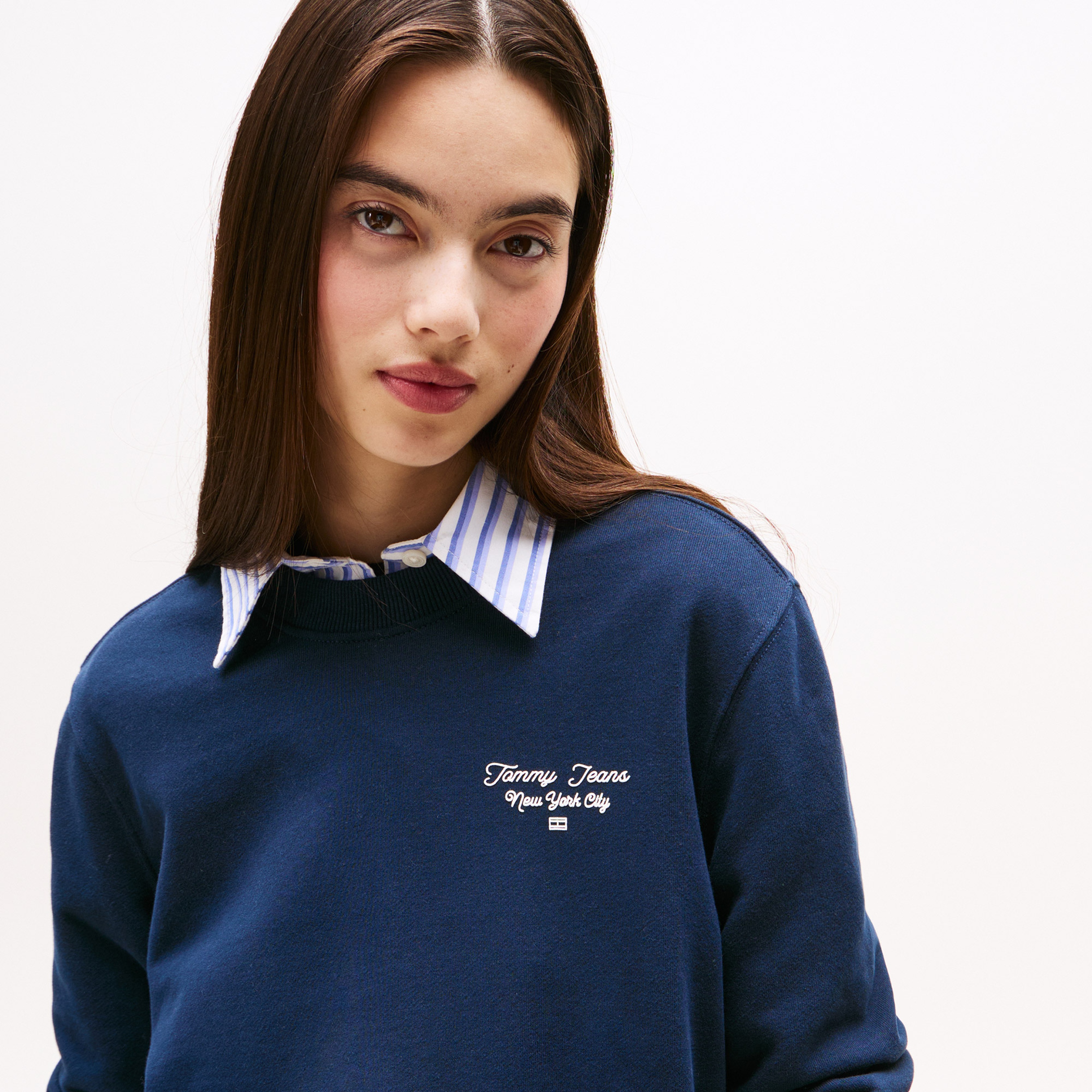 Tommy Jeans Regular Essentials Logo 1 Kadın Mavi Sweatshirt