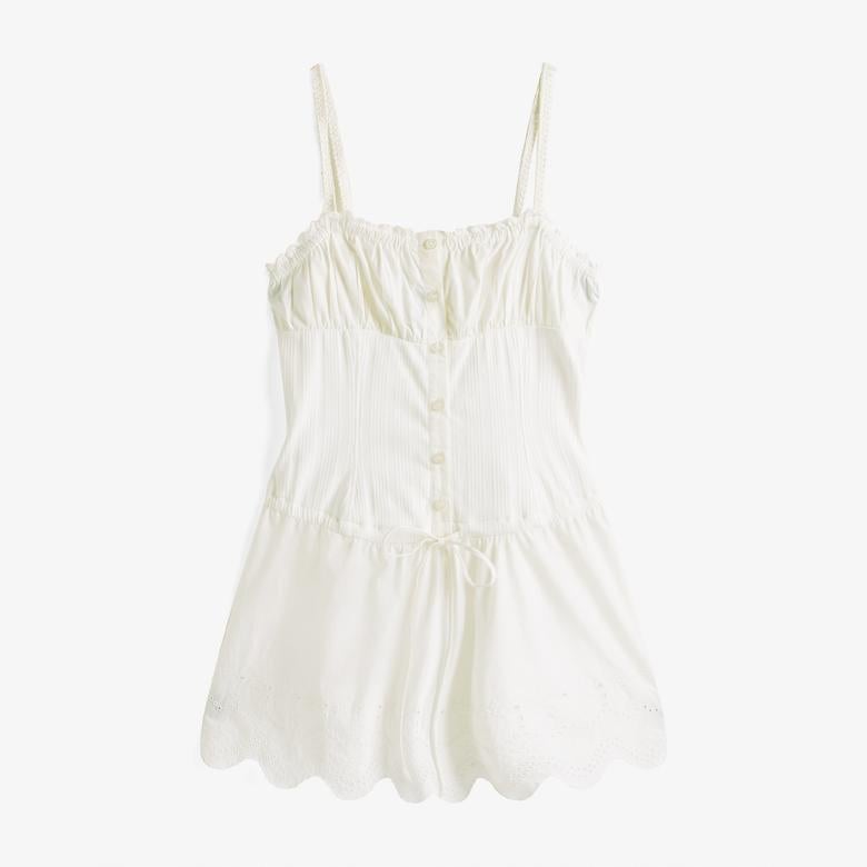 Tommy Hilfiger Broderie Kadın Beyaz Elbise