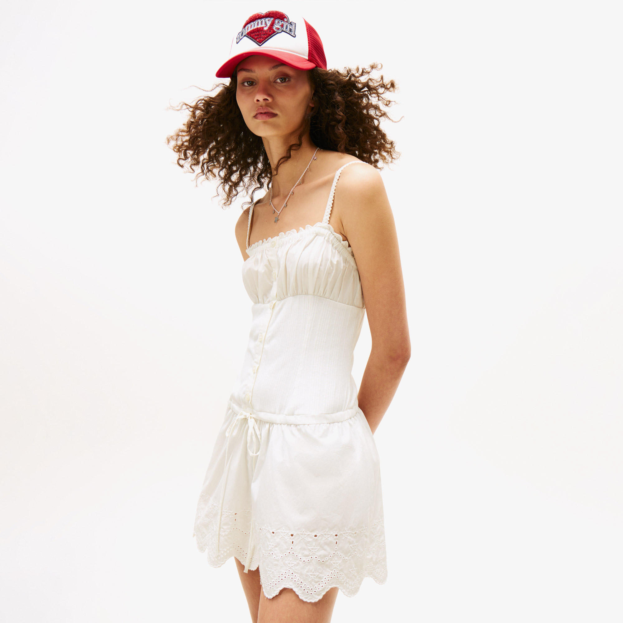 Tommy Hilfiger Broderie Kadın Beyaz Elbise