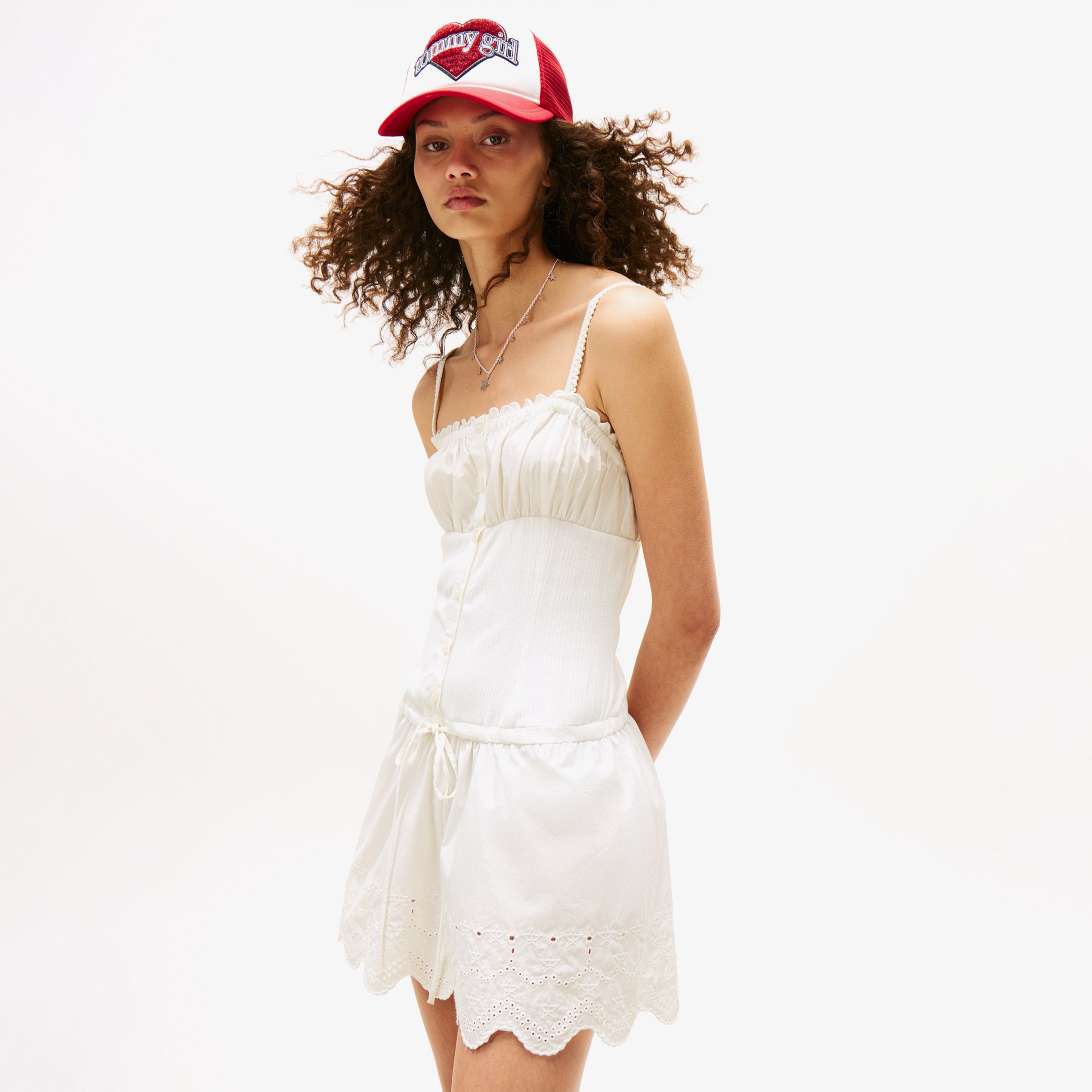 Tommy Hilfiger Broderie Kadın Beyaz Elbise