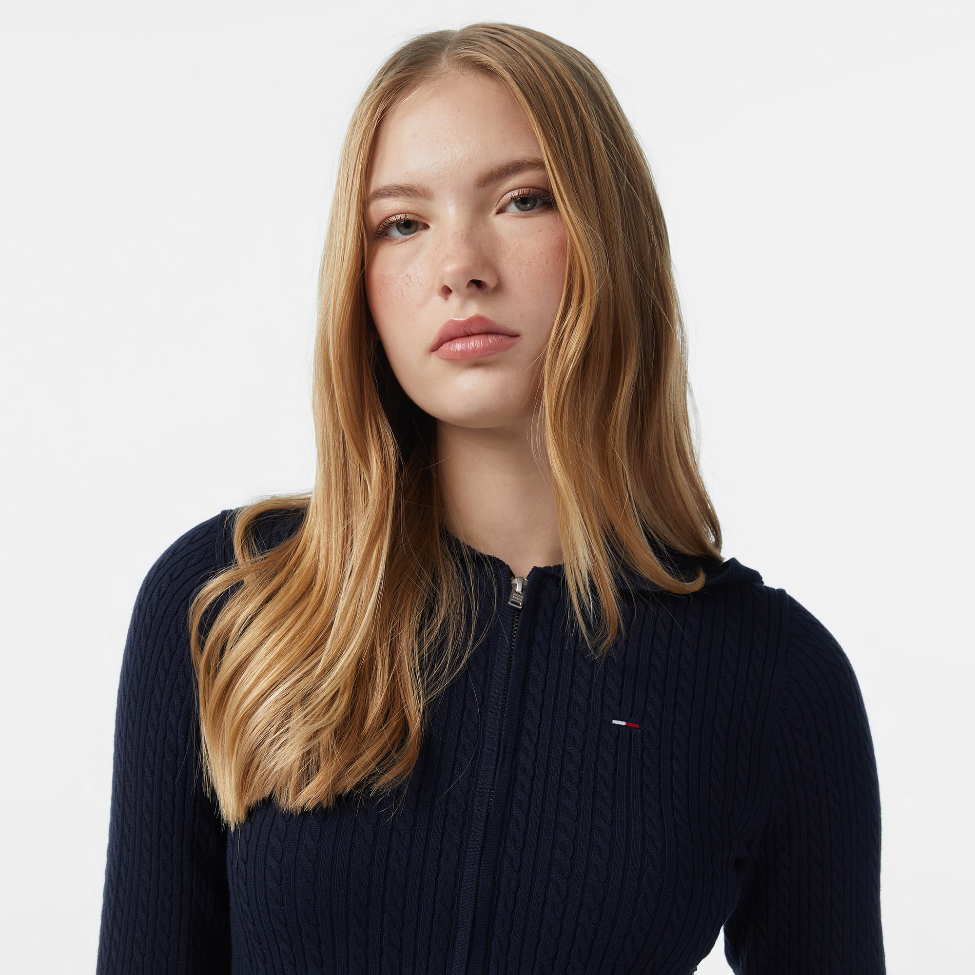 Tommy Jeans Essential Cardi Kadın Mavi Fermuarlı Hoodie