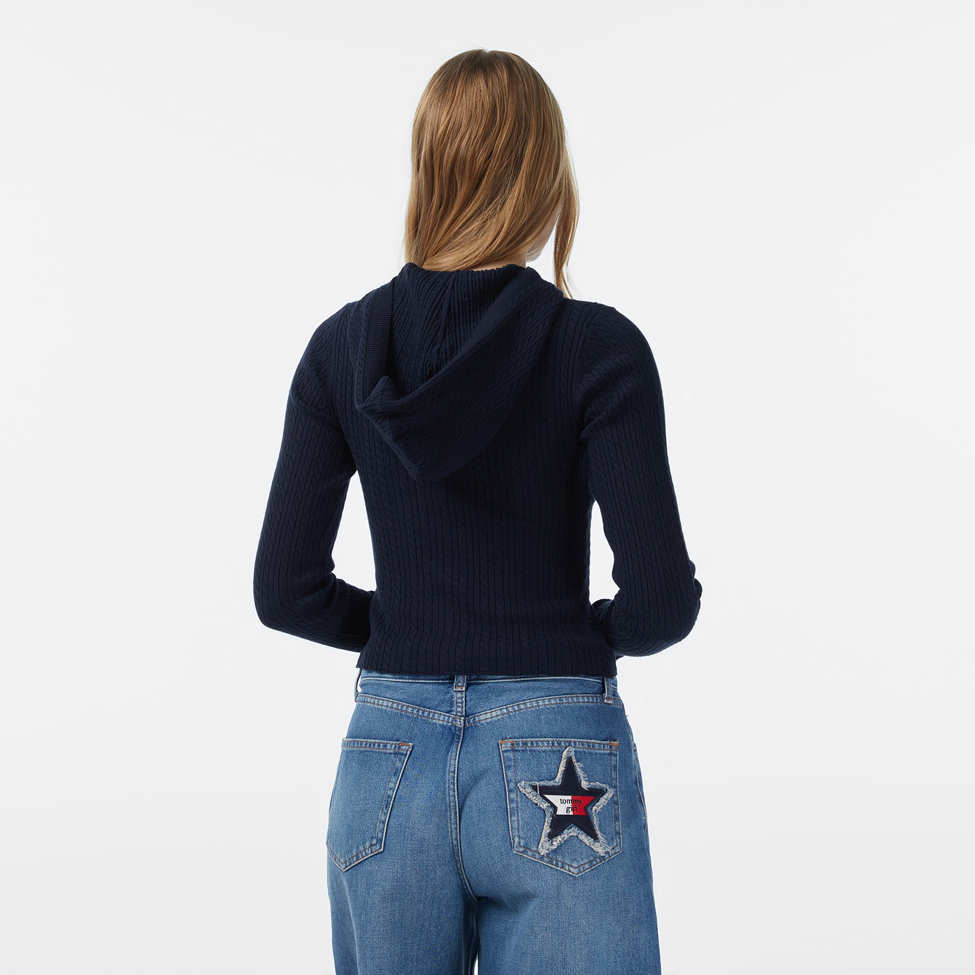 Tommy Jeans Essential Cardi Kadın Mavi Fermuarlı Hoodie