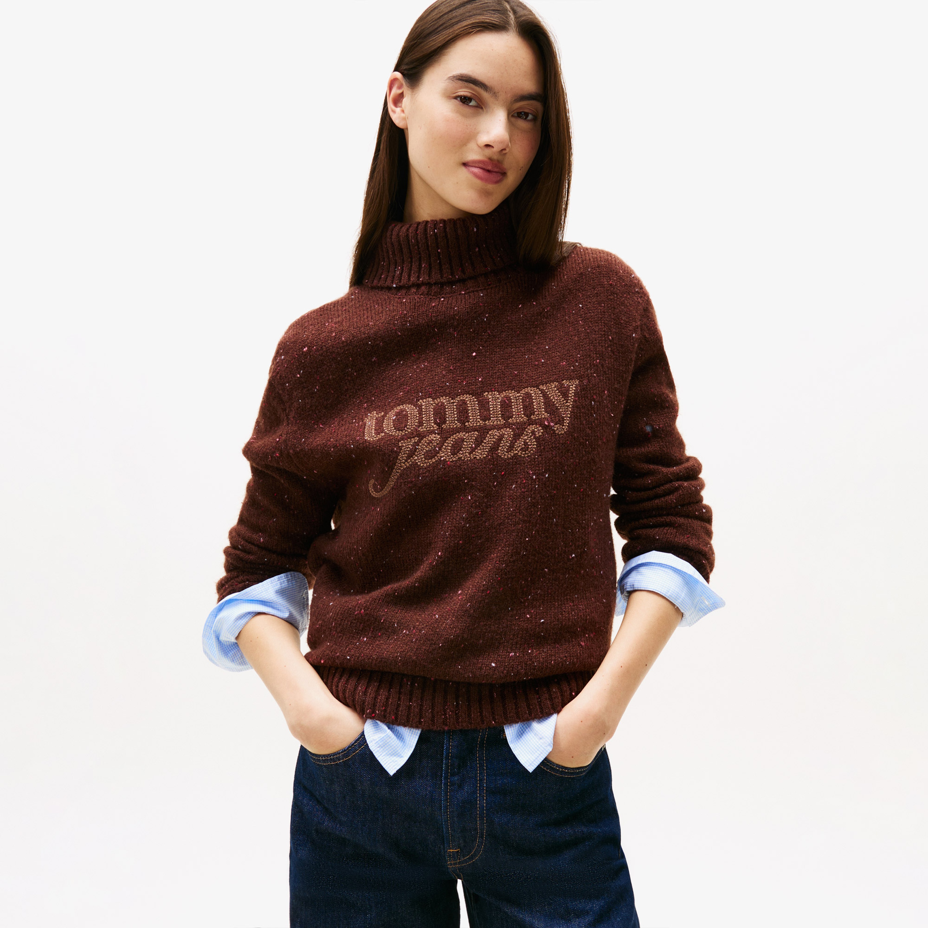 Tommy Jeans Kadın Kahverengi Kazak