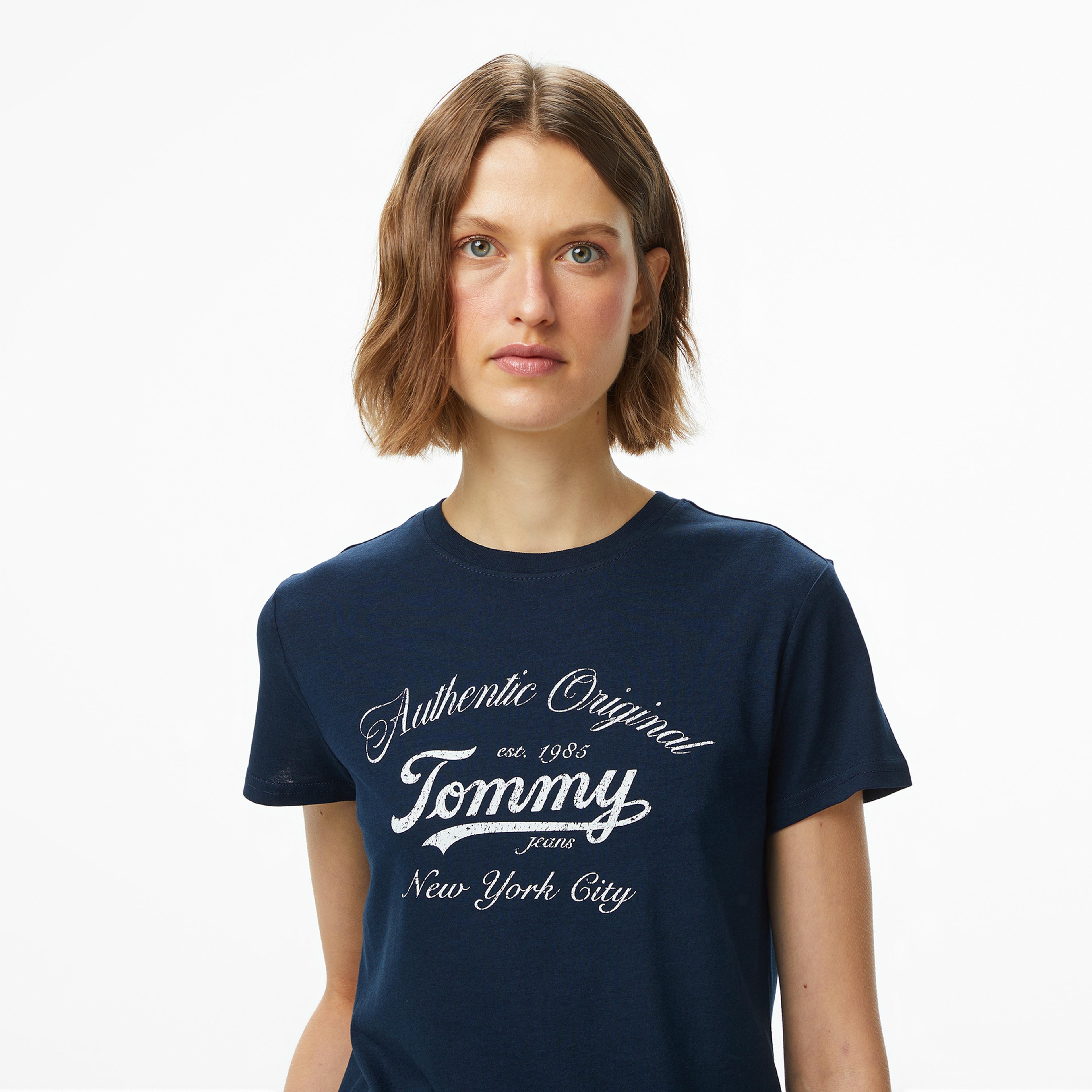 Tommy Jeans Regular Essential Logo Kadın Mavi T-Shirt