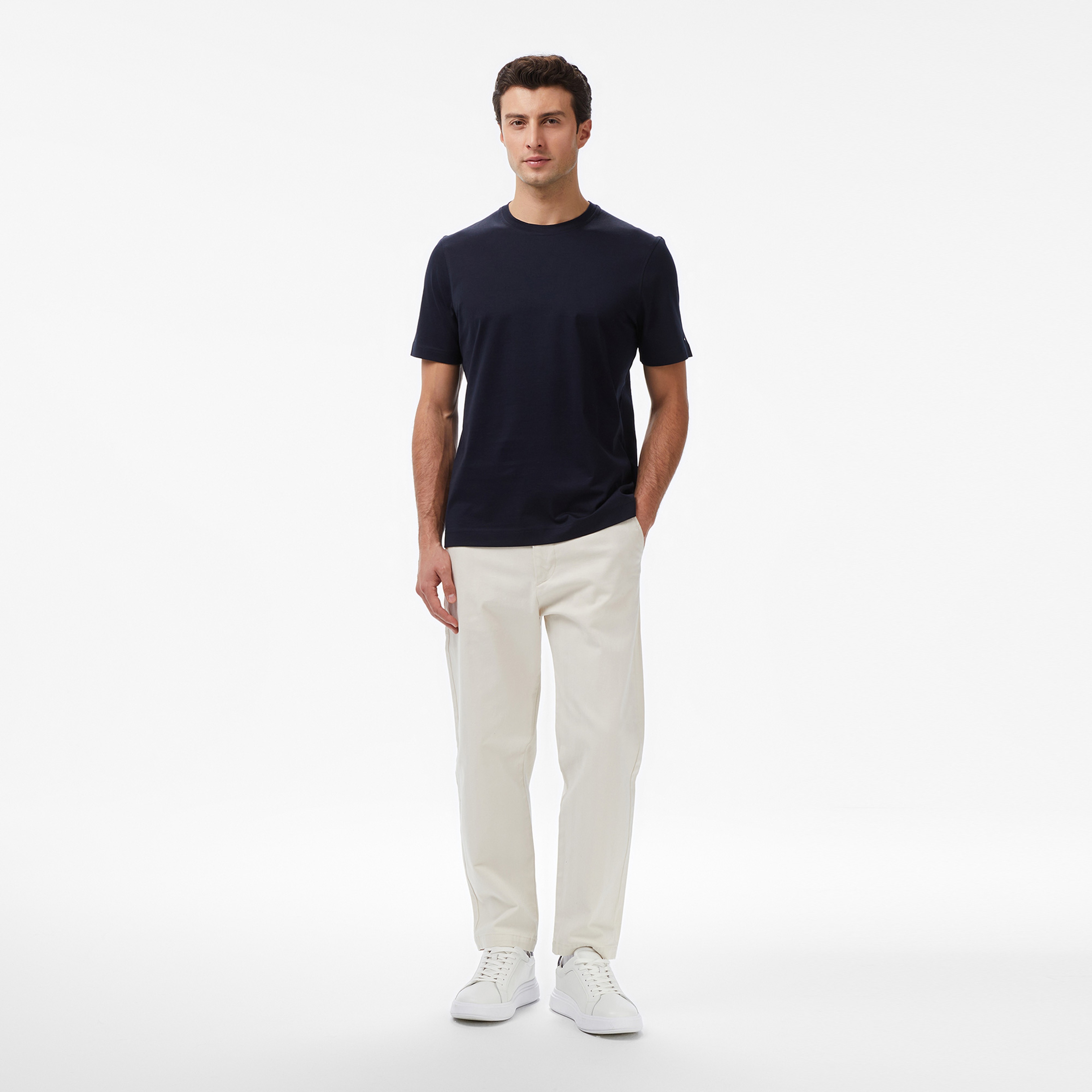 Tommy Hilfiger Mercerised Cotton Erkek Mavi T-Shirt