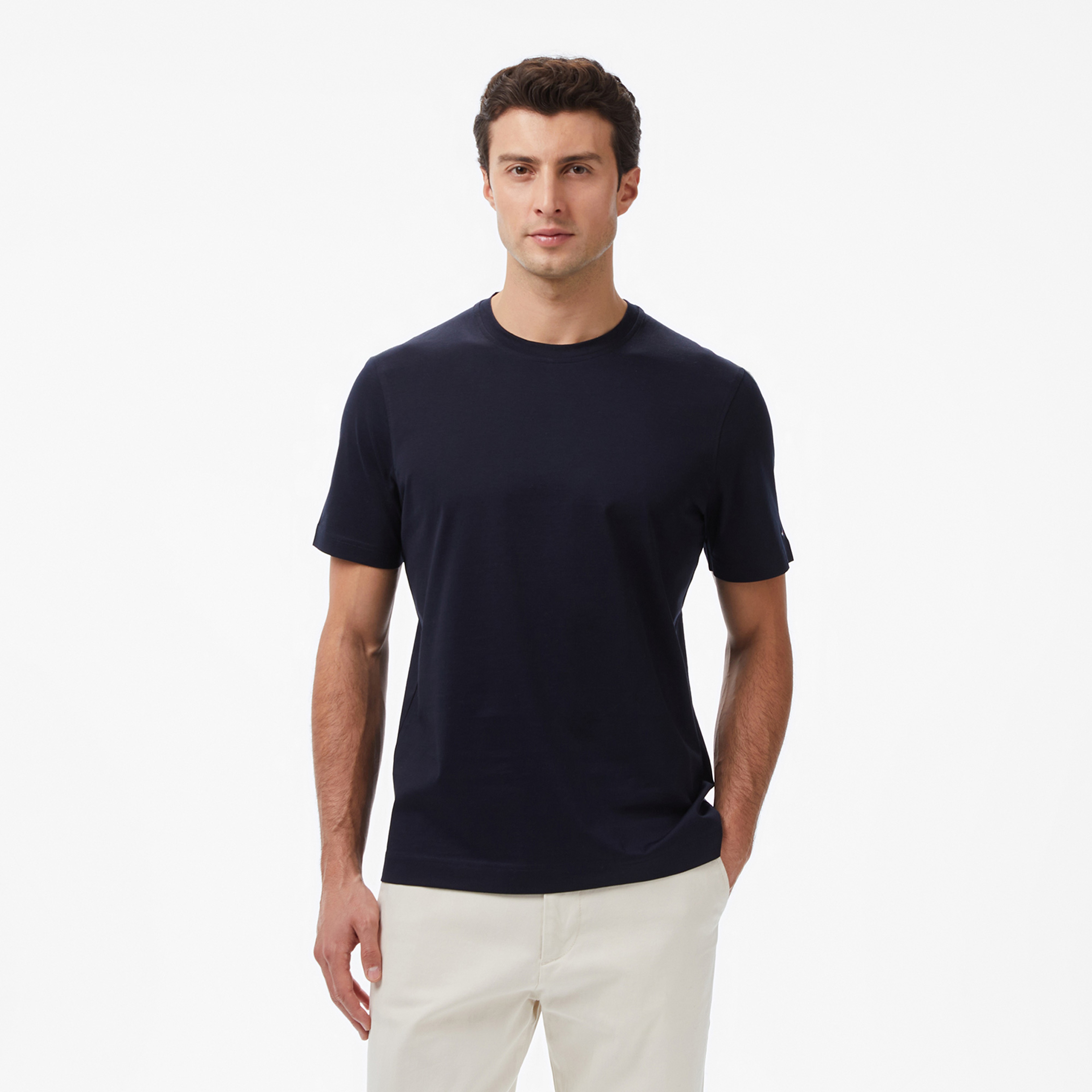 Tommy Hilfiger Mercerised Cotton Erkek Mavi T-Shirt