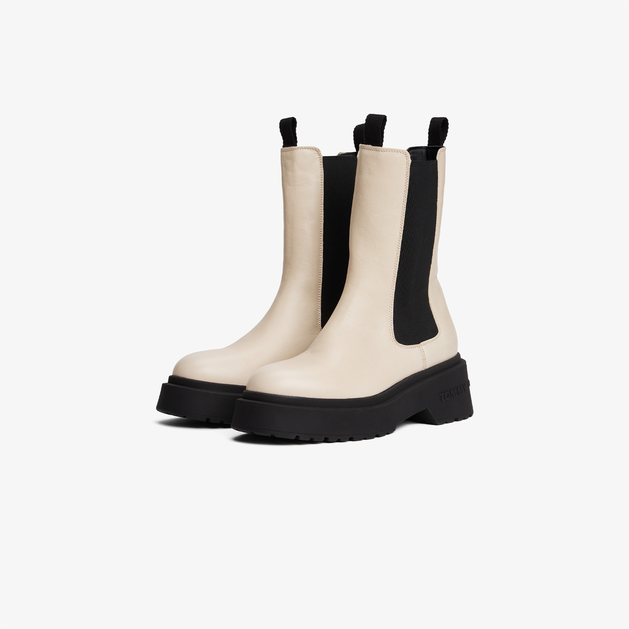 Tommy Jeans Chunky Shiny Leather Chelsea Kadın Bej Bot