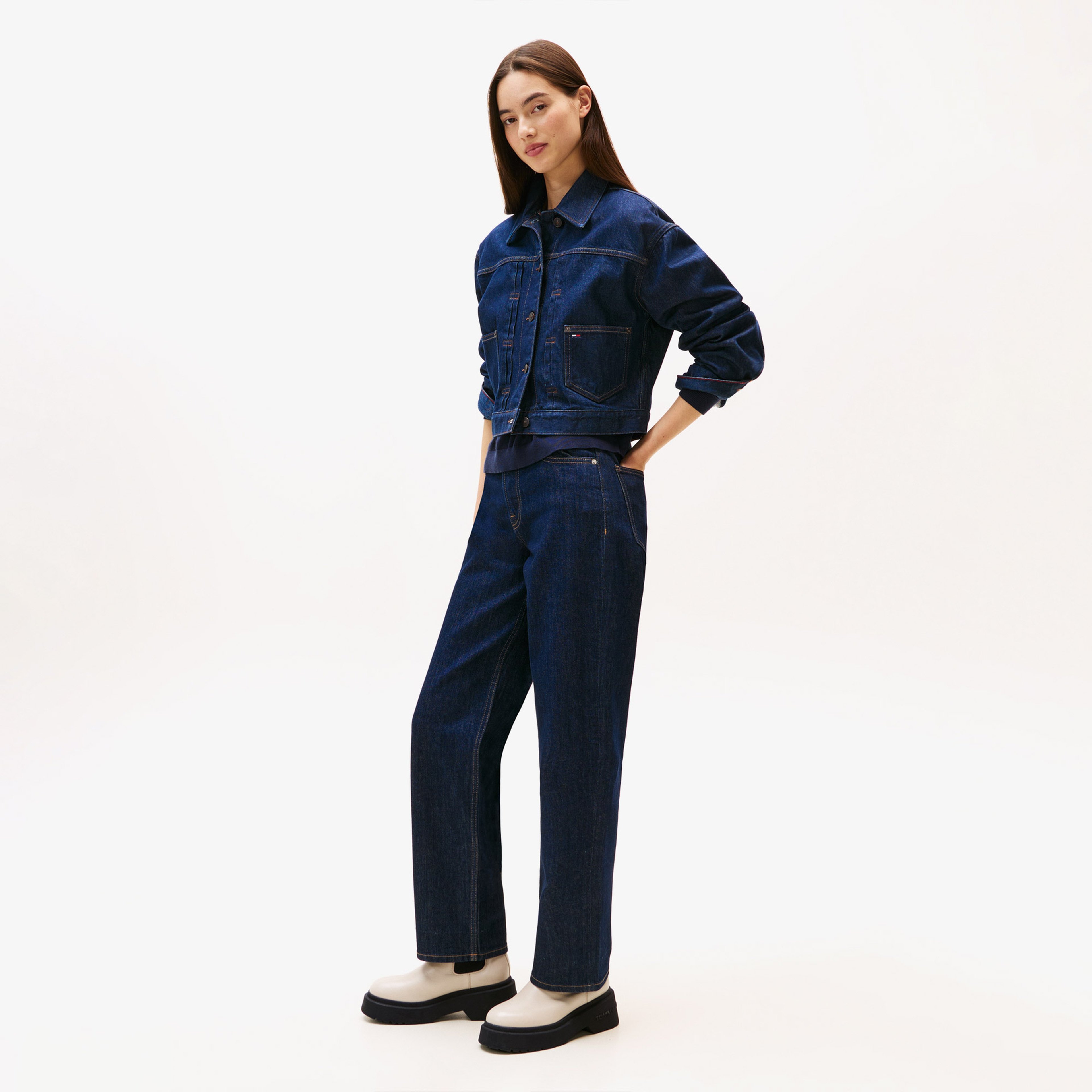 Tommy Jeans Chunky Shiny Leather Chelsea Kadın Bej Bot