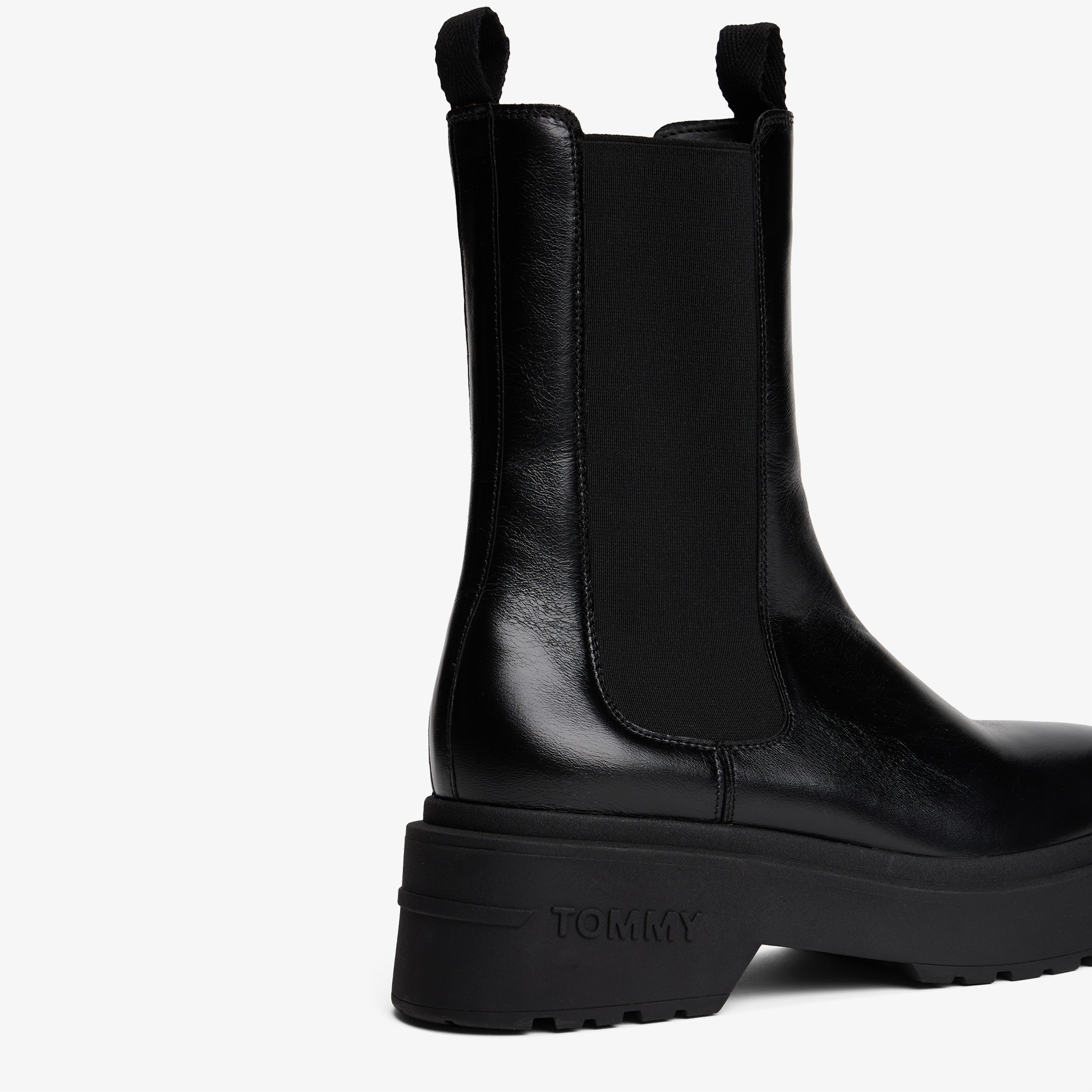 Tommy Jeans Chunky Shiny Leather Chelsea Kadın Siyah Bot