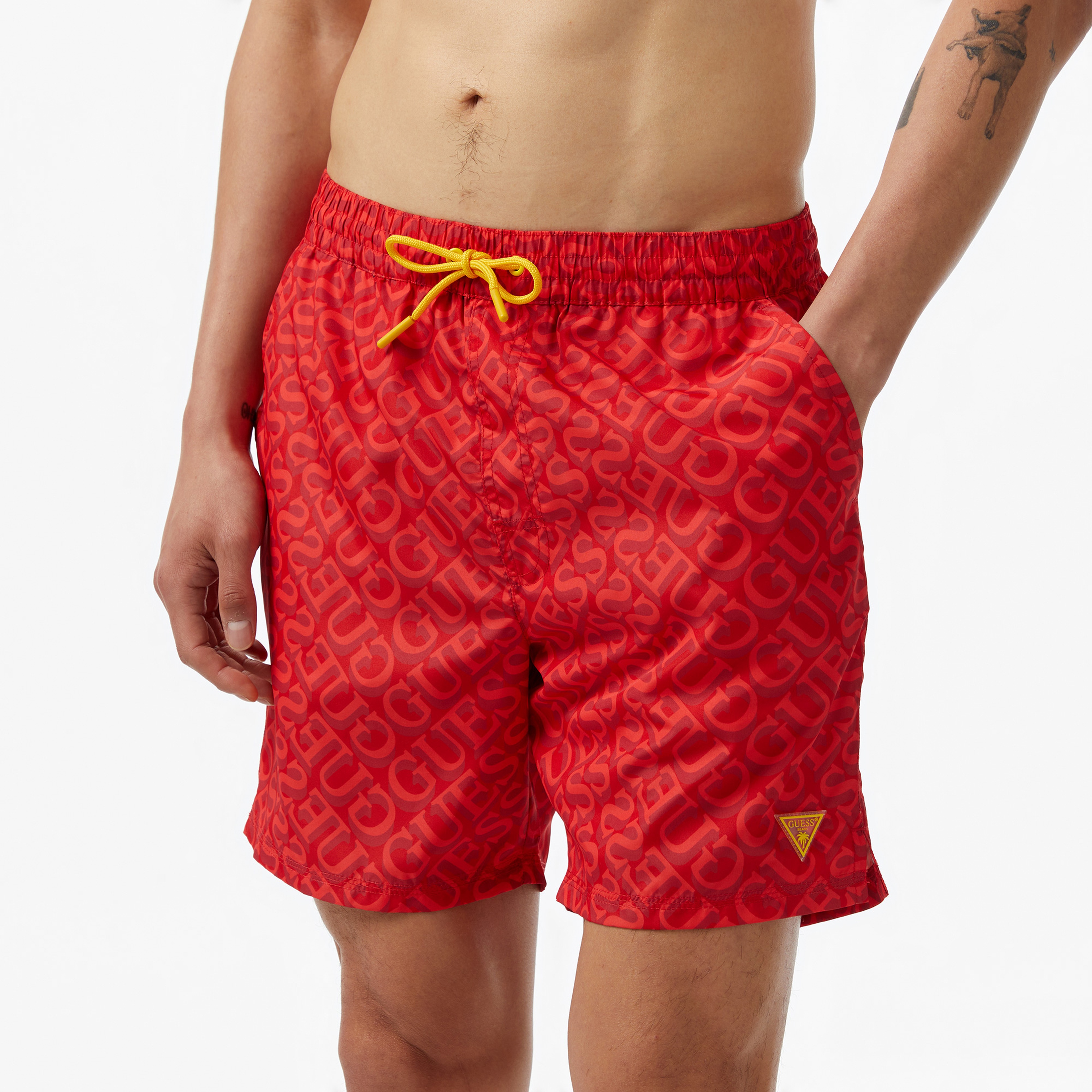 Guess Swimtrunk Medium Gue Soft Dull 75 Erkek Kırmızı Deniz Şortu