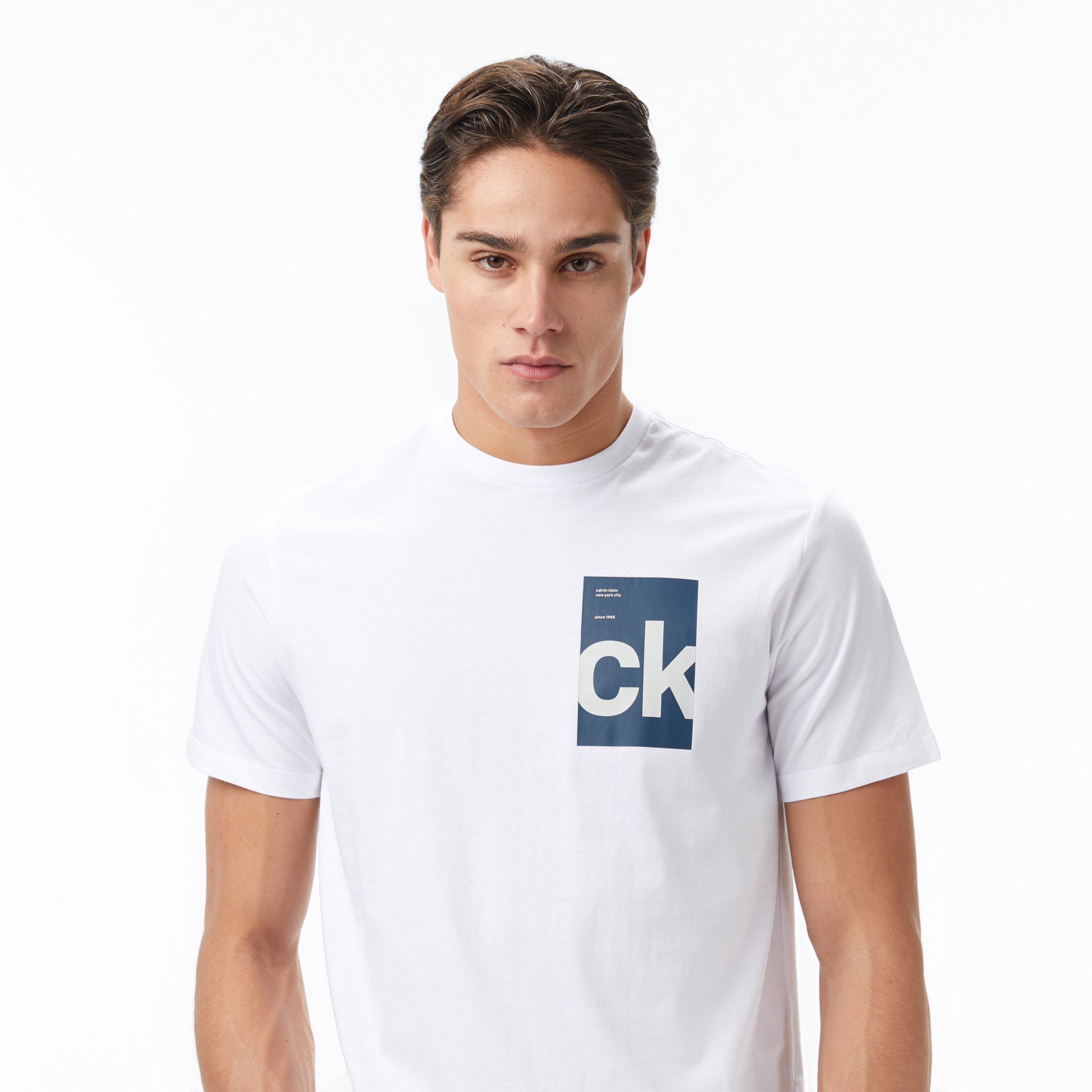 Calvin Klein Box Graphic Erkek Beyaz T-Shirt