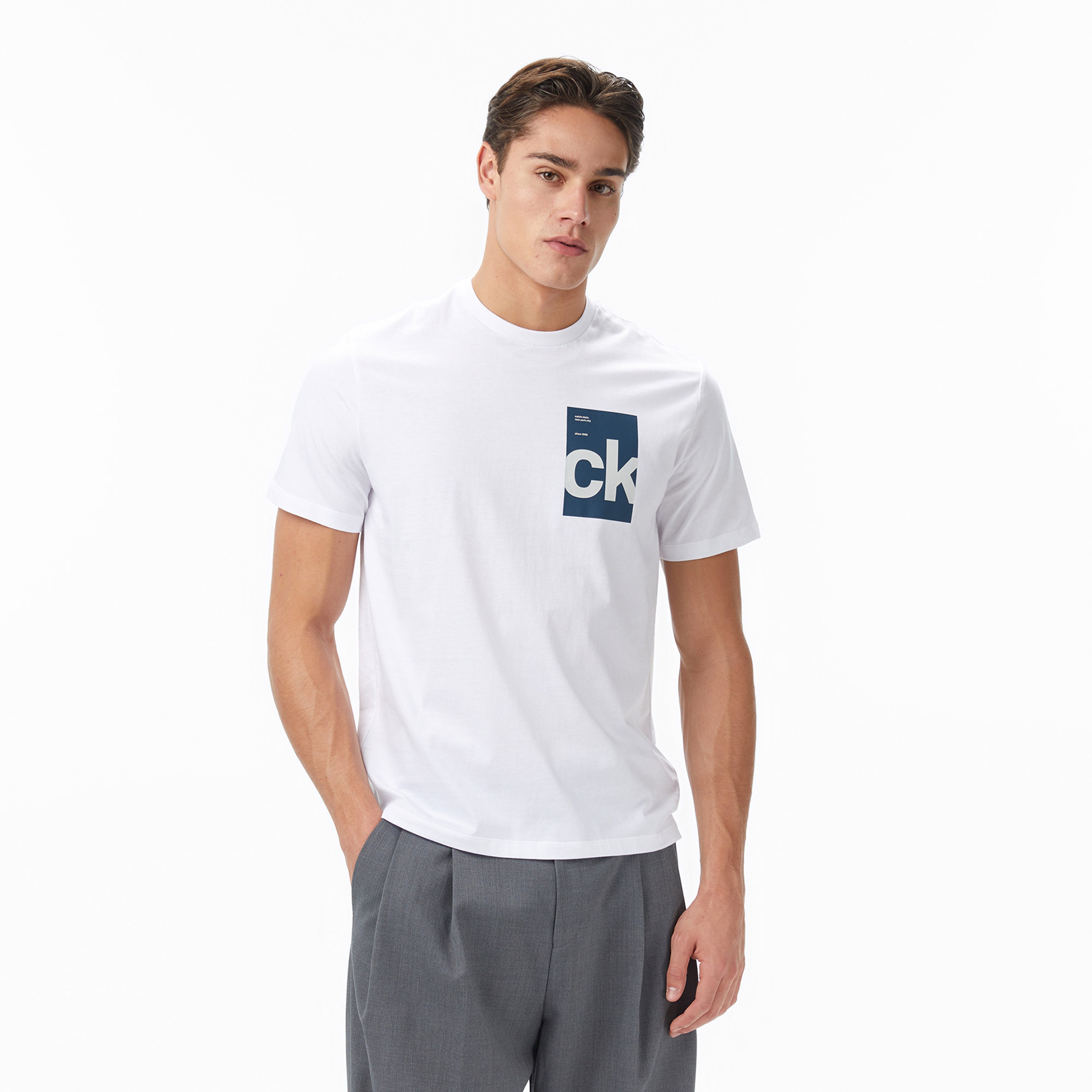 Calvin Klein Box Graphic Erkek Beyaz T-Shirt