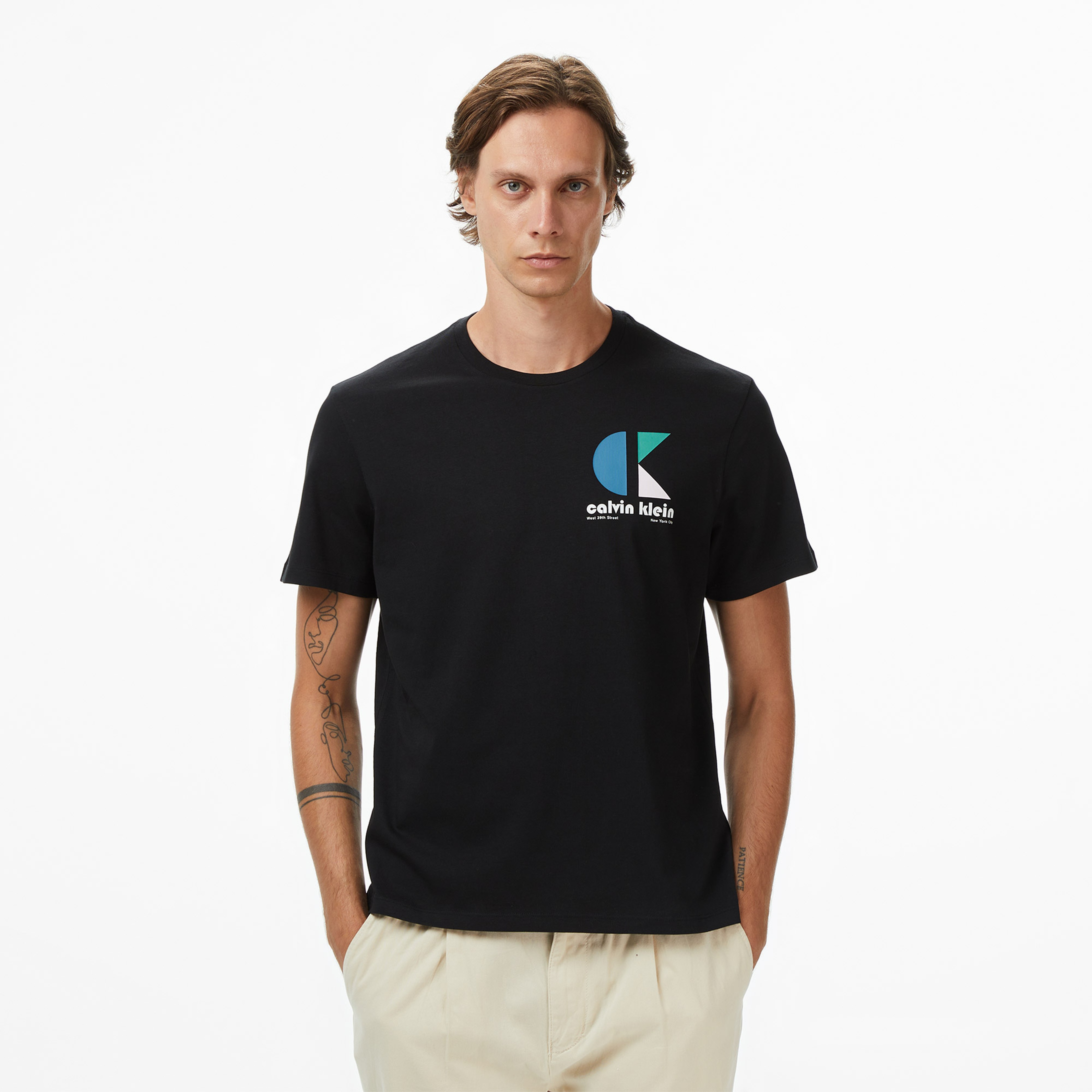 Calvin Klein Bauhaus Logo Graphic Erkek Siyah T-Shirt