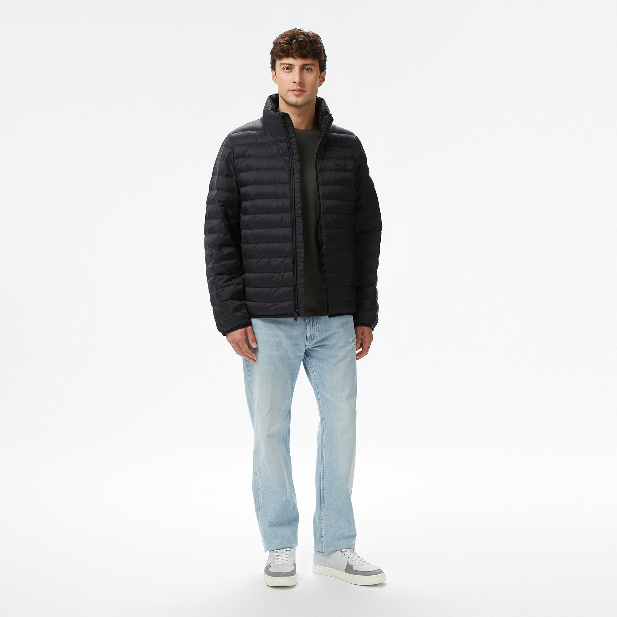 Calvin Klein Nylon Channeled Puffer Erkek Siyah Mont