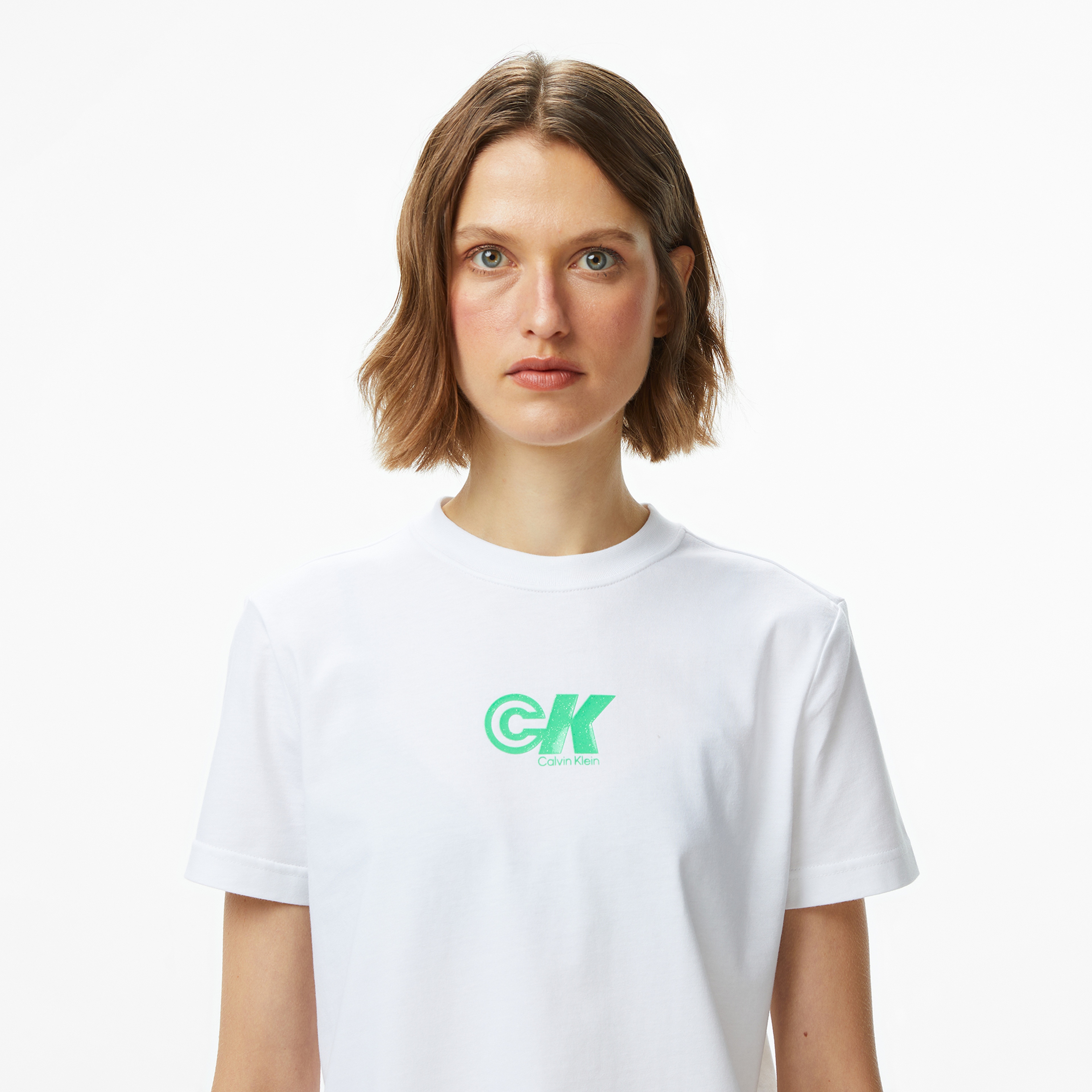 Calvin Klein Archive Logo Jersey Classic Kadın Beyaz T-Shirt