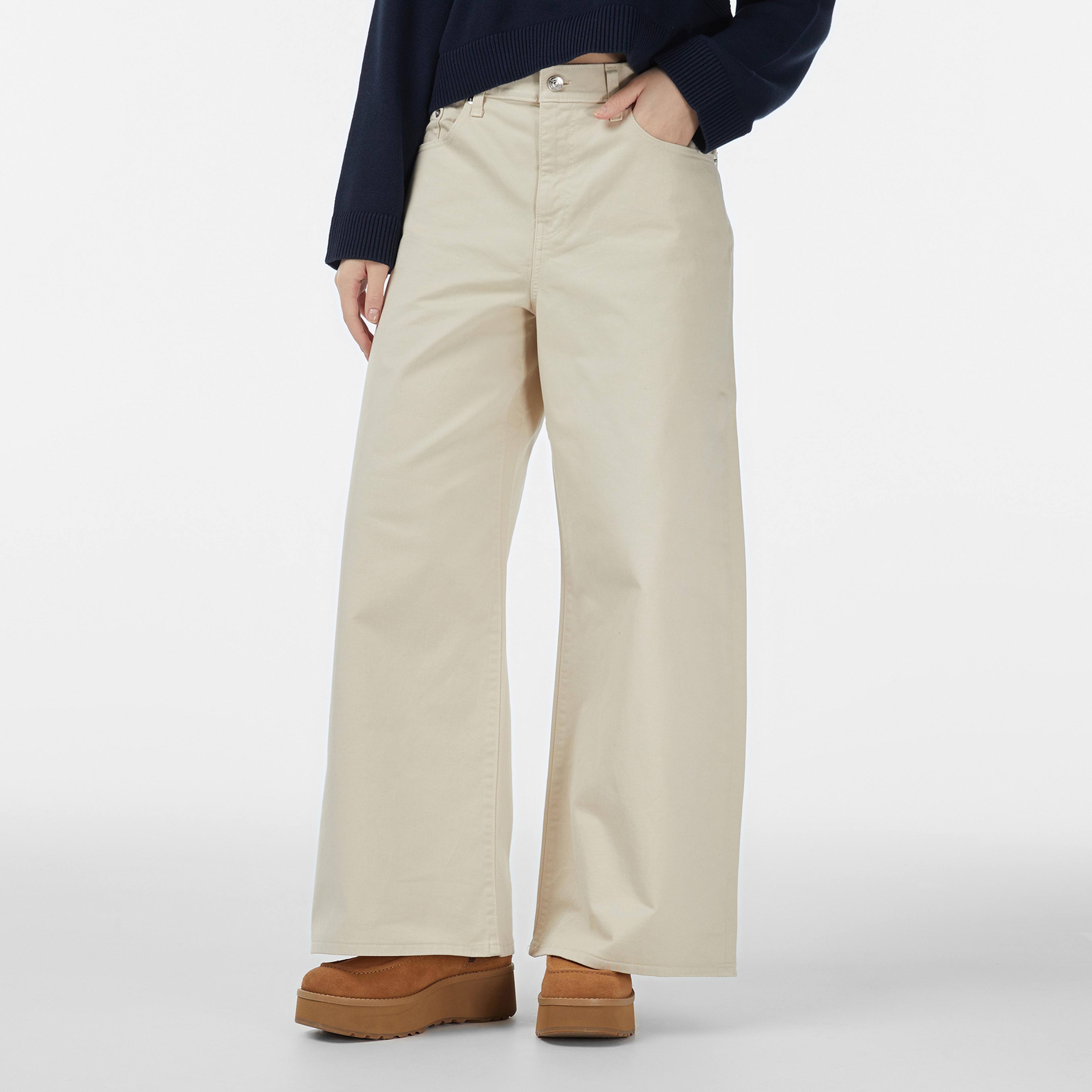 Calvin Klein Super Wide Kadın Beyaz Pantolon