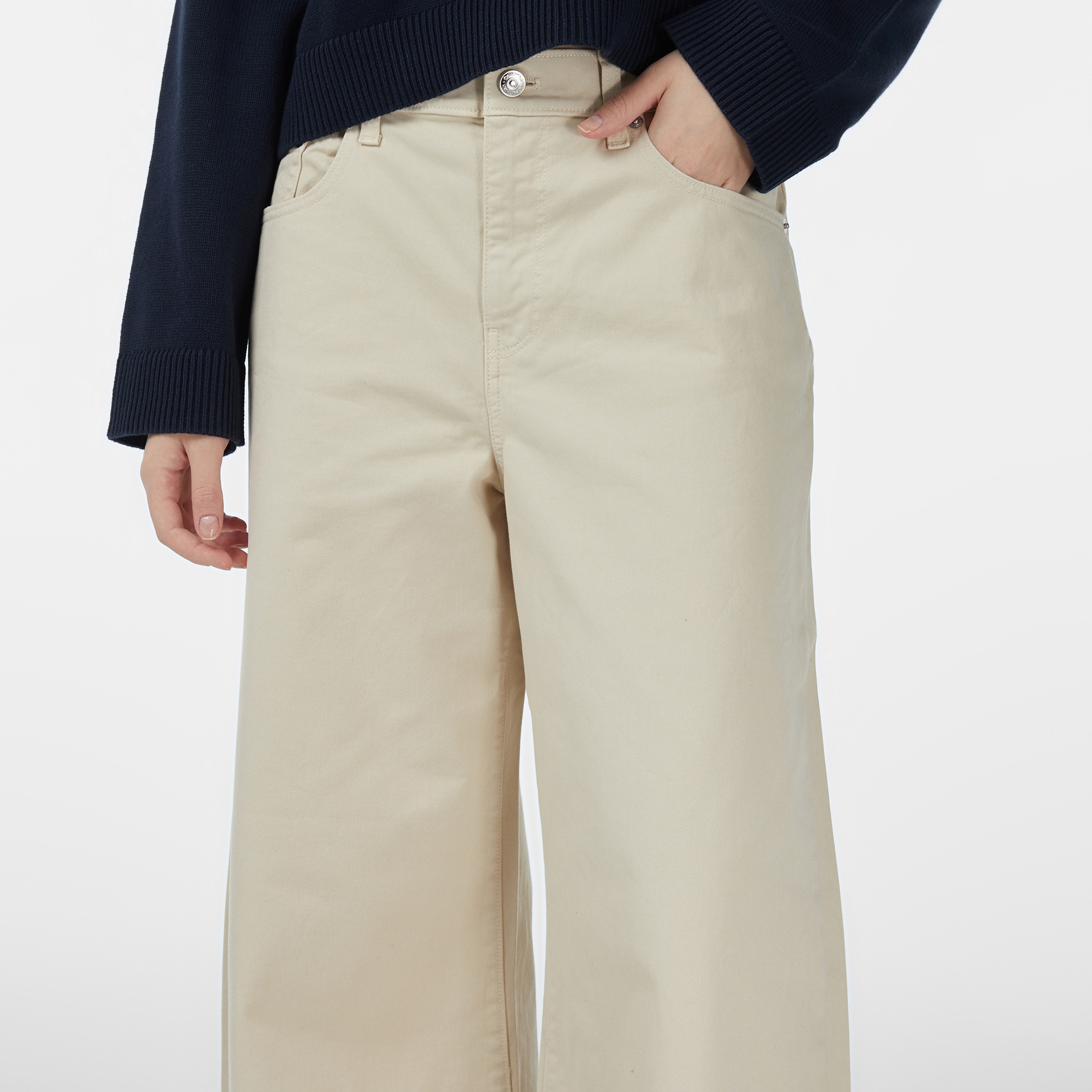 Calvin Klein Super Wide Kadın Beyaz Pantolon