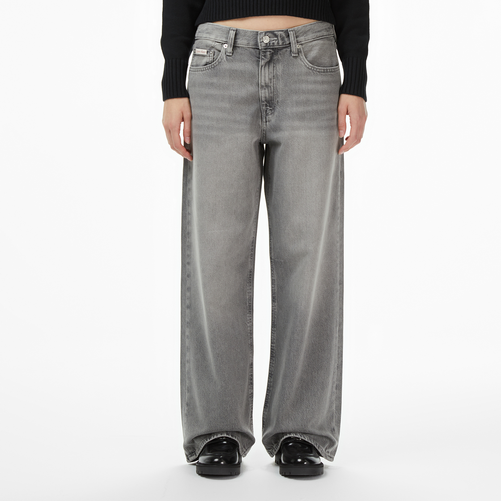 Calvin Klein Low Rise Baggy Grey Dove Kadın Gri Jean