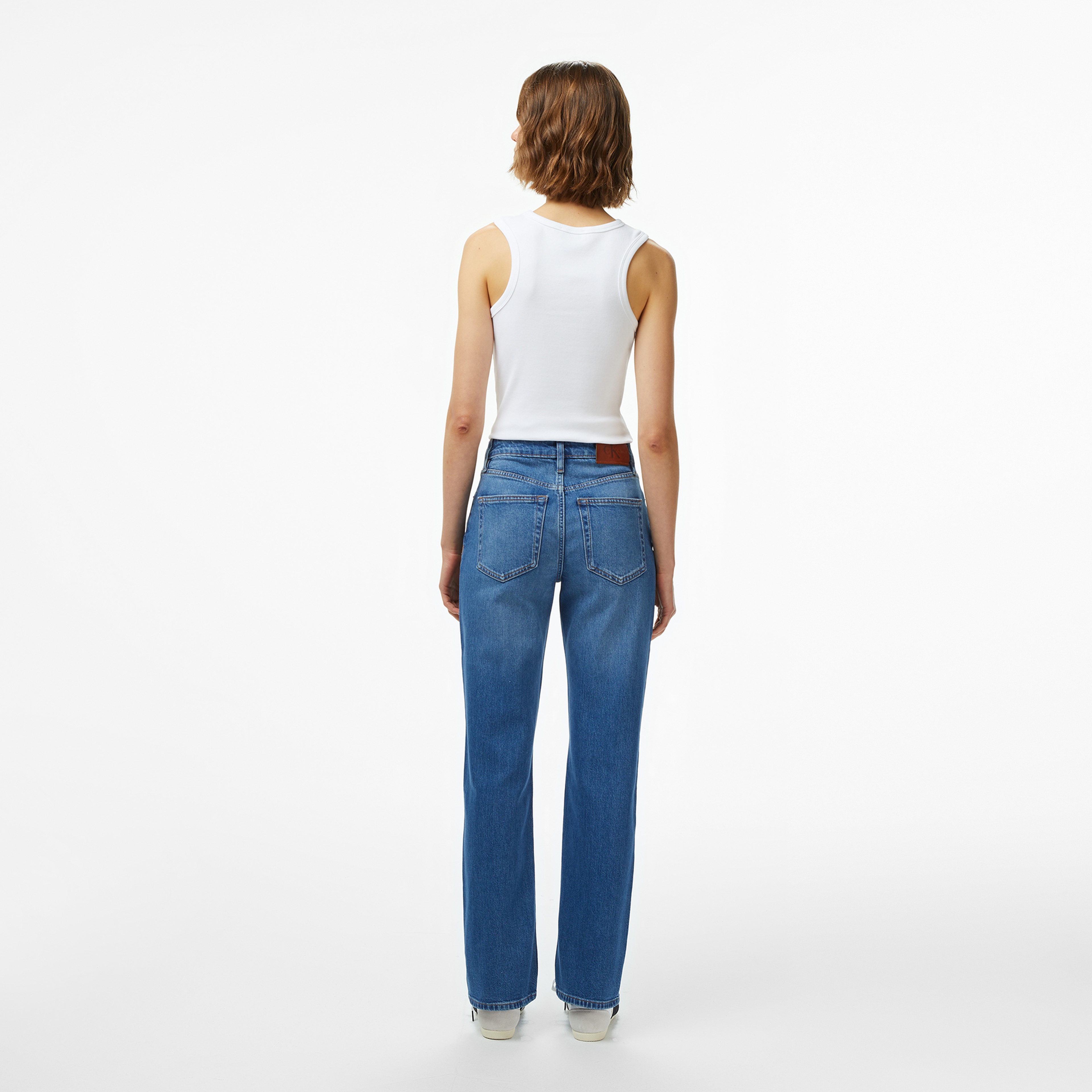 Calvin Klein High Rise Straight Indigo Channe Kadın Mavi Jean