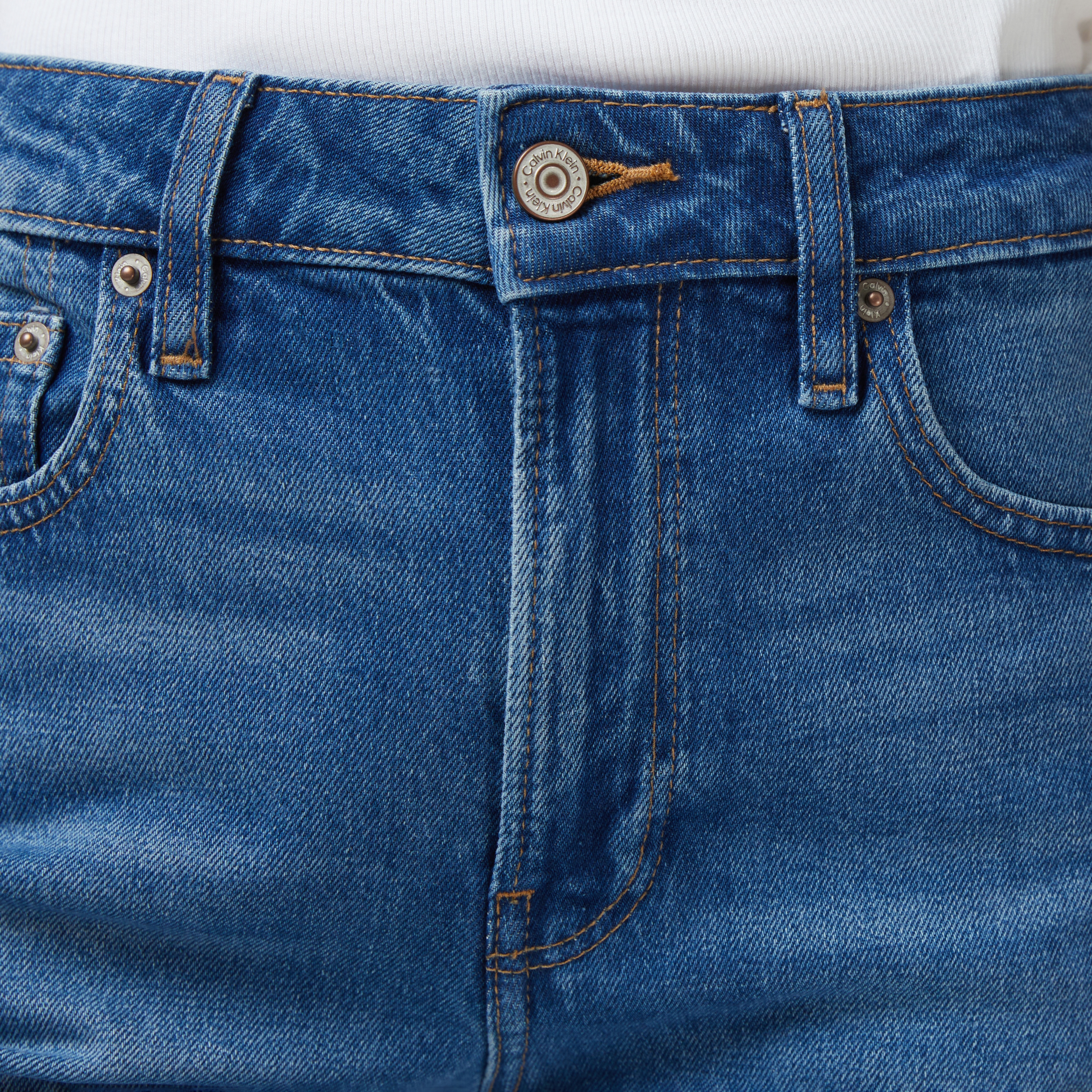 Calvin Klein High Rise Straight Indigo Channe Kadın Mavi Jean
