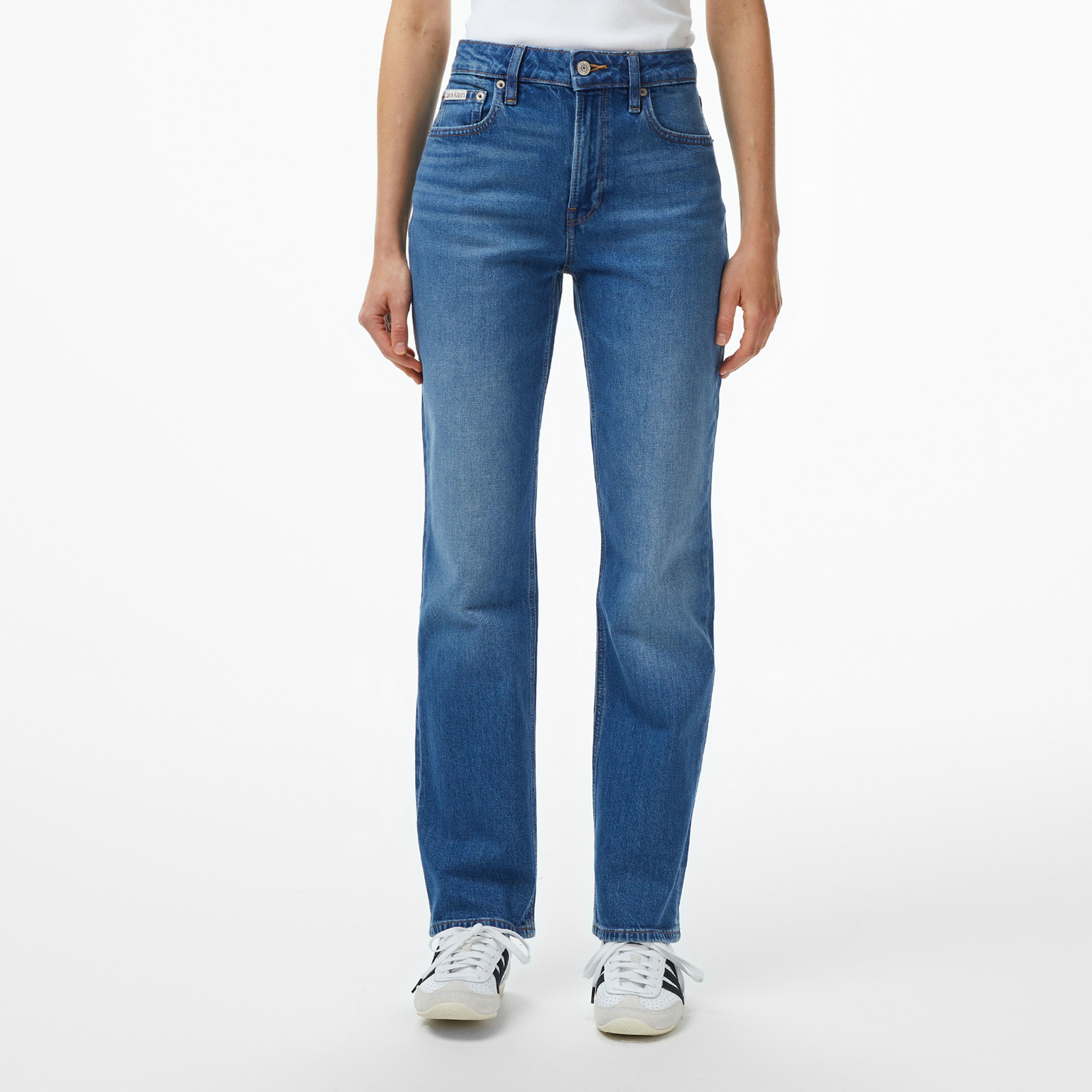 Calvin Klein High Rise Straight Indigo Channe Kadın Mavi Jean