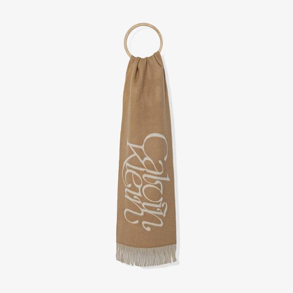 Calvin Klein Scripted Logo Brushed Wool Erkek Bej Atkı