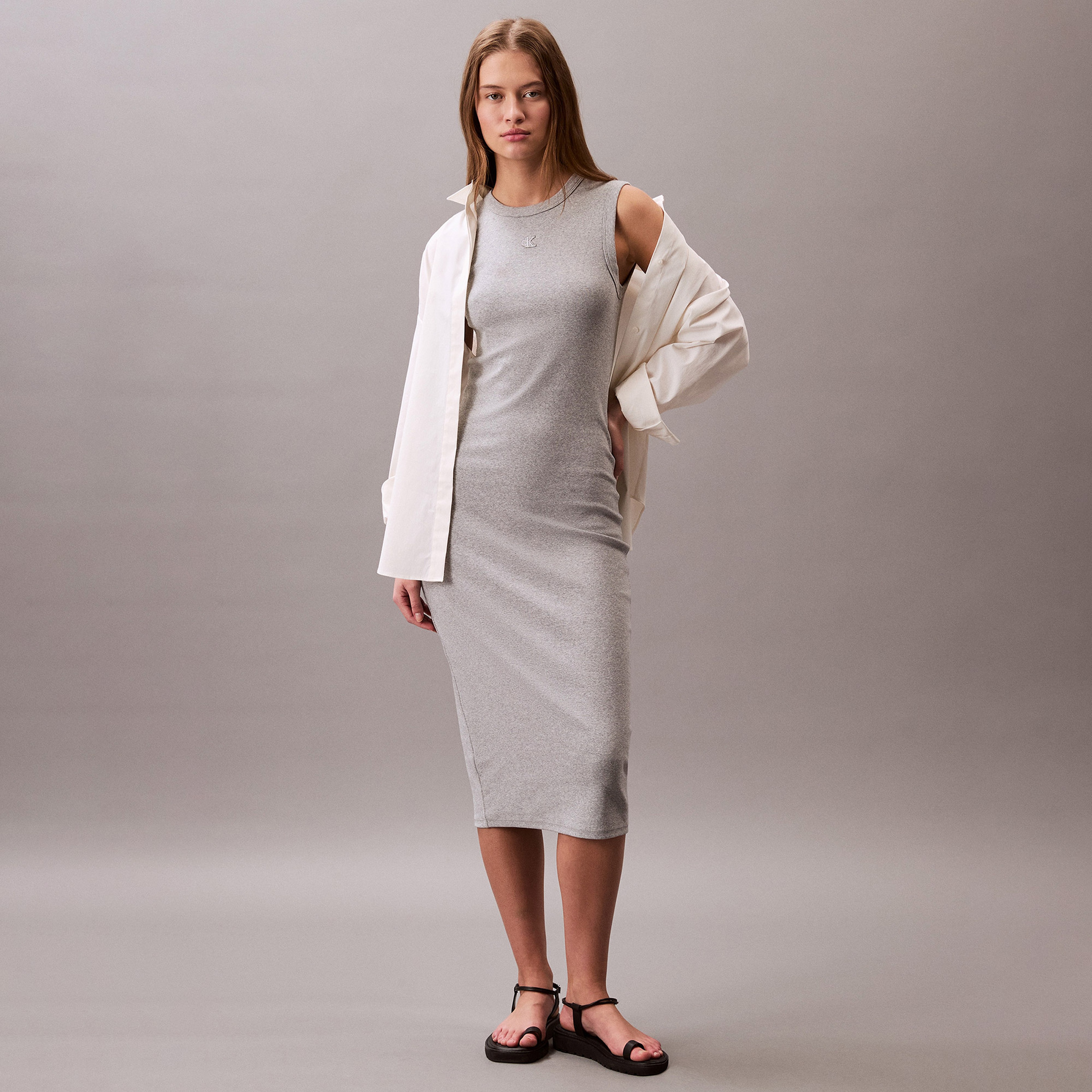 Calvin Klein Contour Kadın Gri Elbise