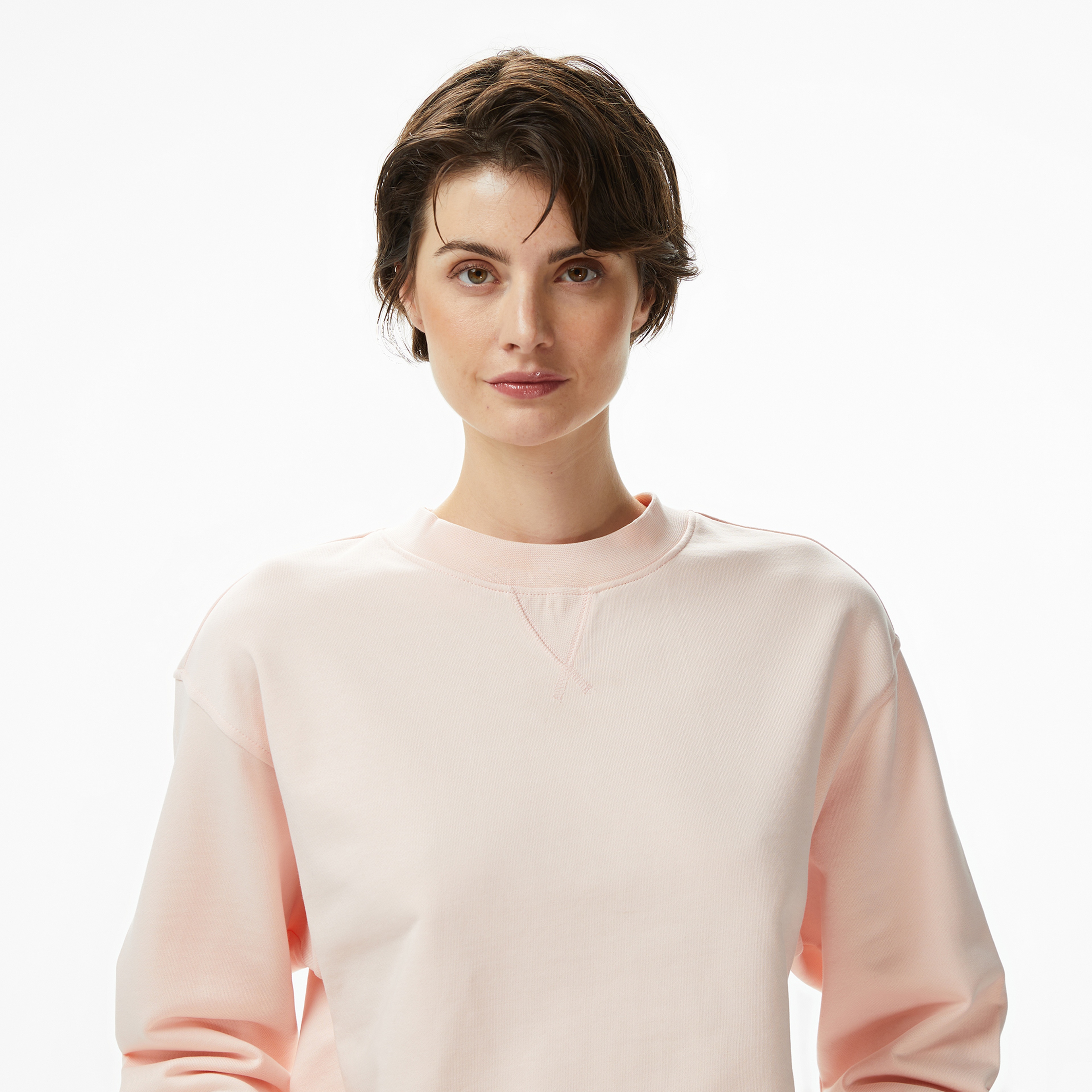 Calvin Klein Badge Logo Terry Crew Kadın Pembe Sweatshirt