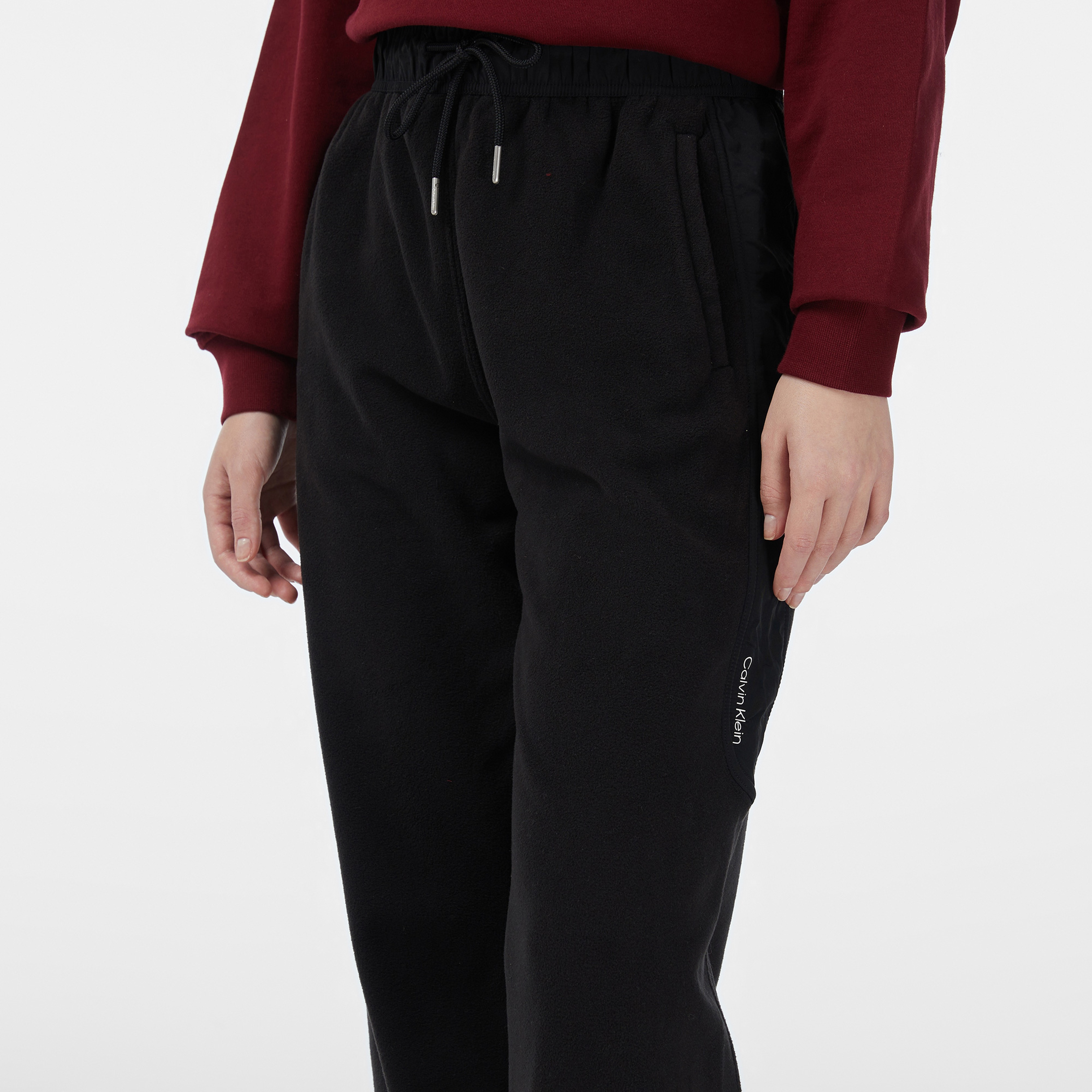 Calvin Klein Mixed Media Polar Fleece Jogger Kadın Siyah Eşofman Altı